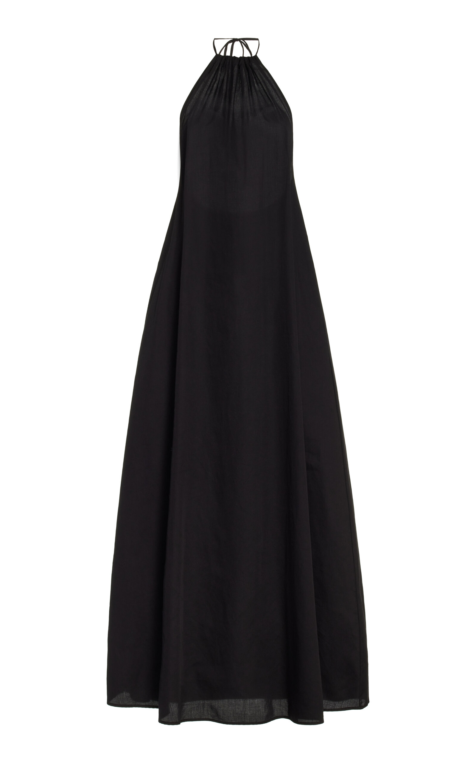 Shop Leset Yoko Cotton Maxi Halter Dress In Black
