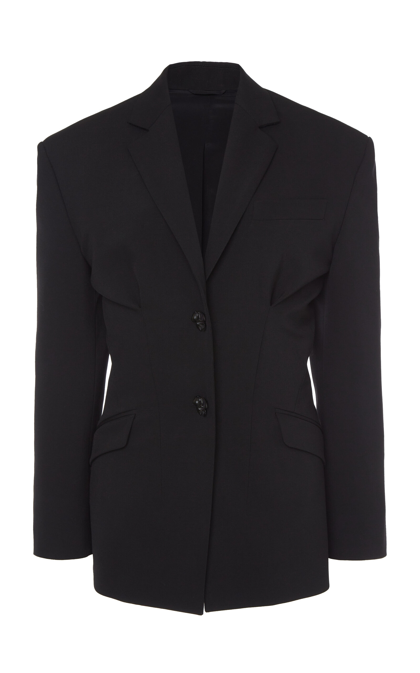 Hourglass Gathered Twill Blazer Jacket