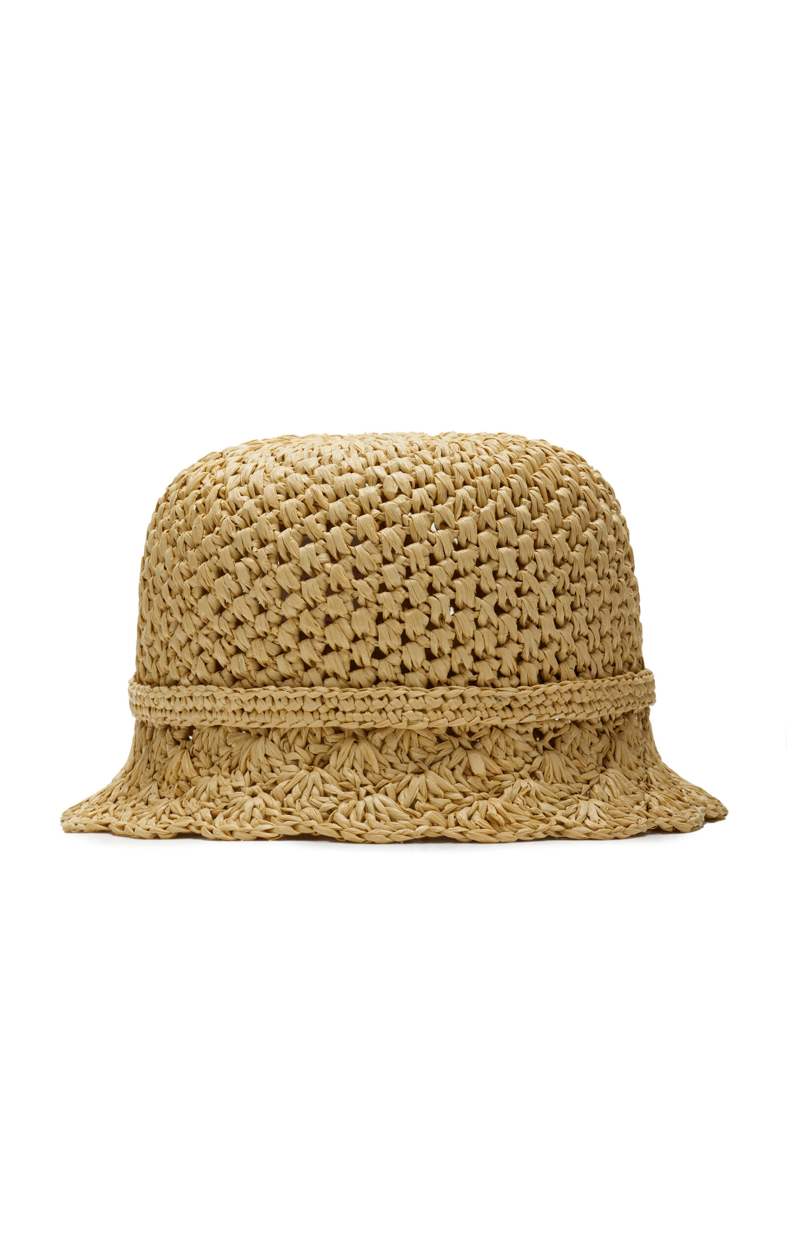 Shop Valentino Vlogo Crocheted-raffia Bucket Hat In Neutral