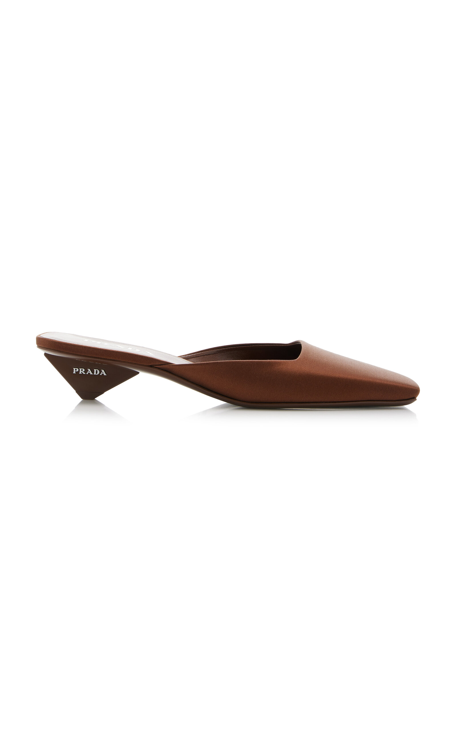 Prada Satin Square-toe Ballerina Mule Pumps In Brown