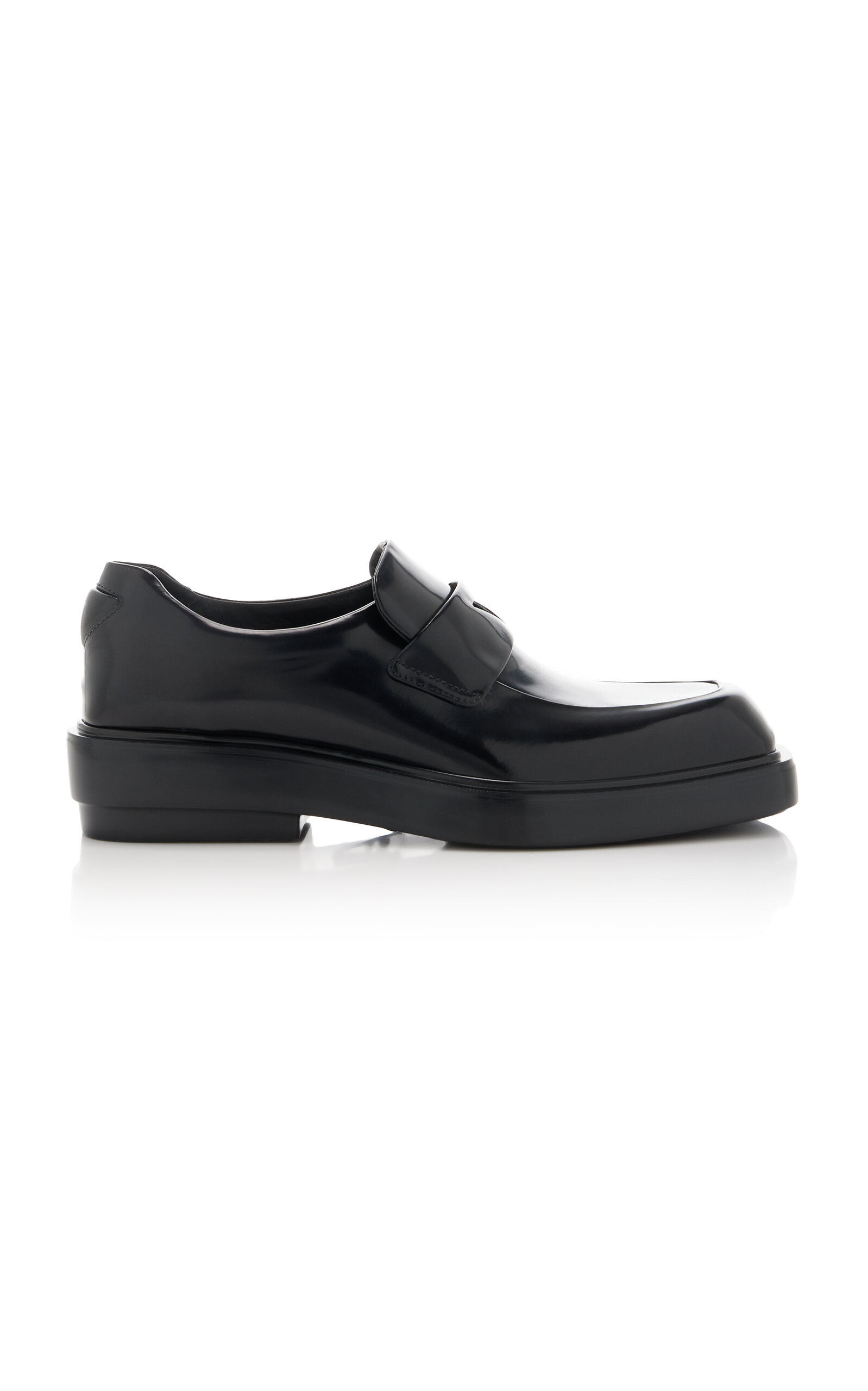 Prada Brushed Leather Loafers In Black