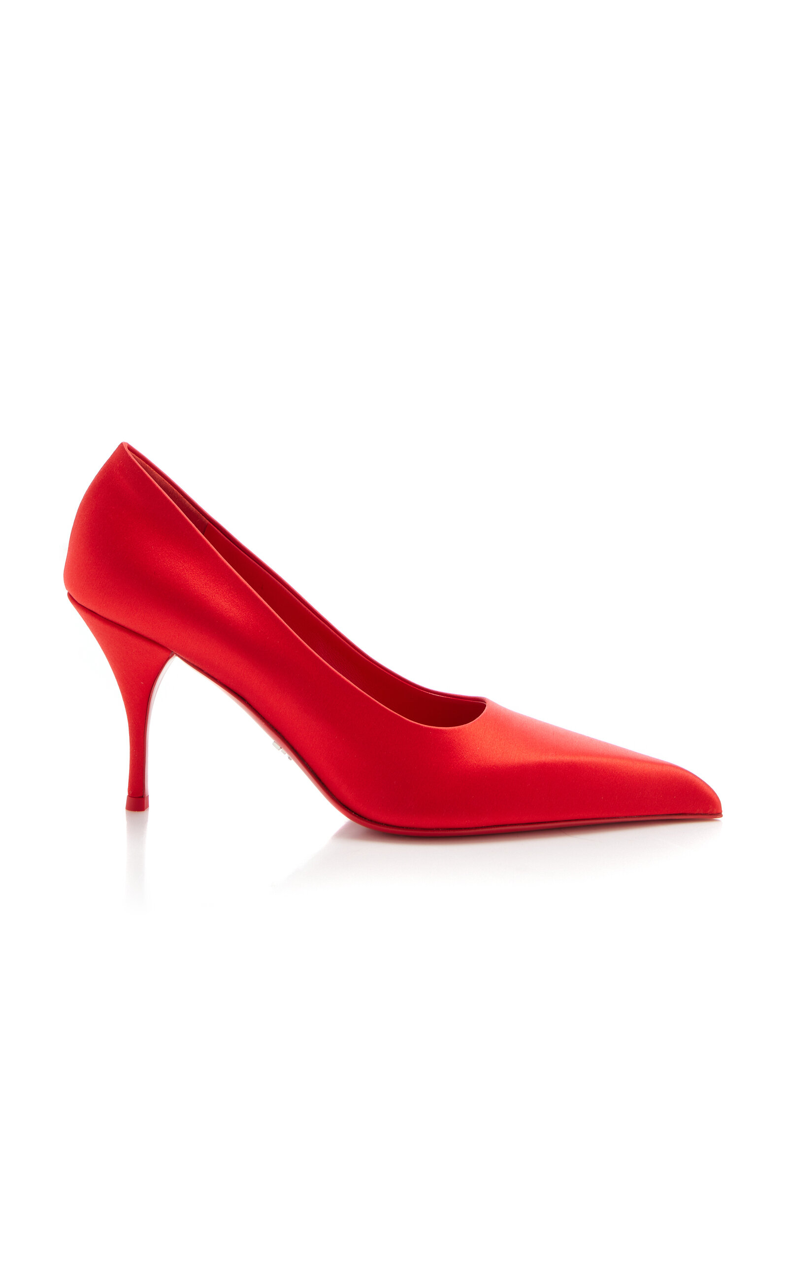 Shop Prada Satin Pumps In Red