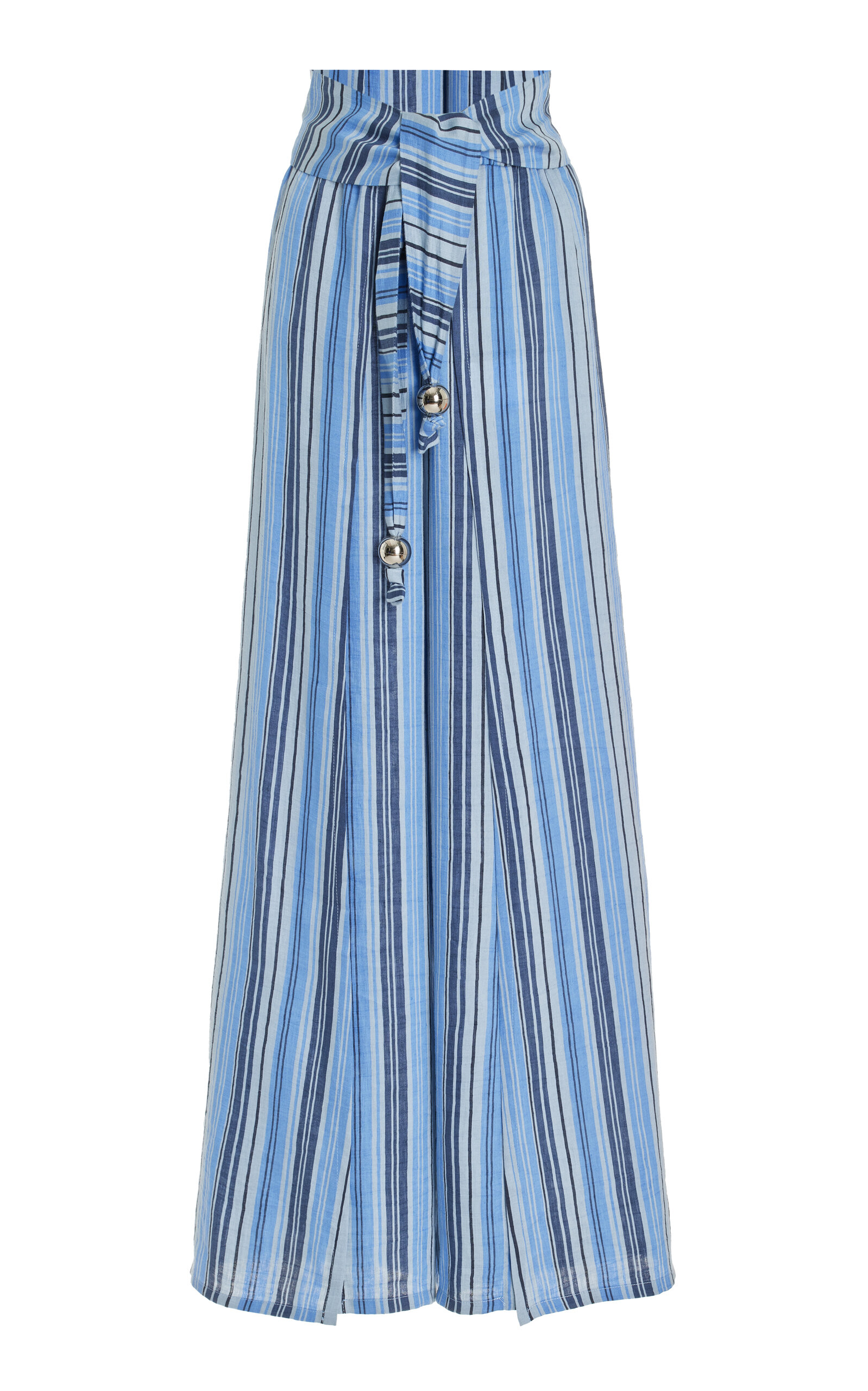 Lisa Marie Fernandez Farrah Linen-blend Wrap Trousers In Blue