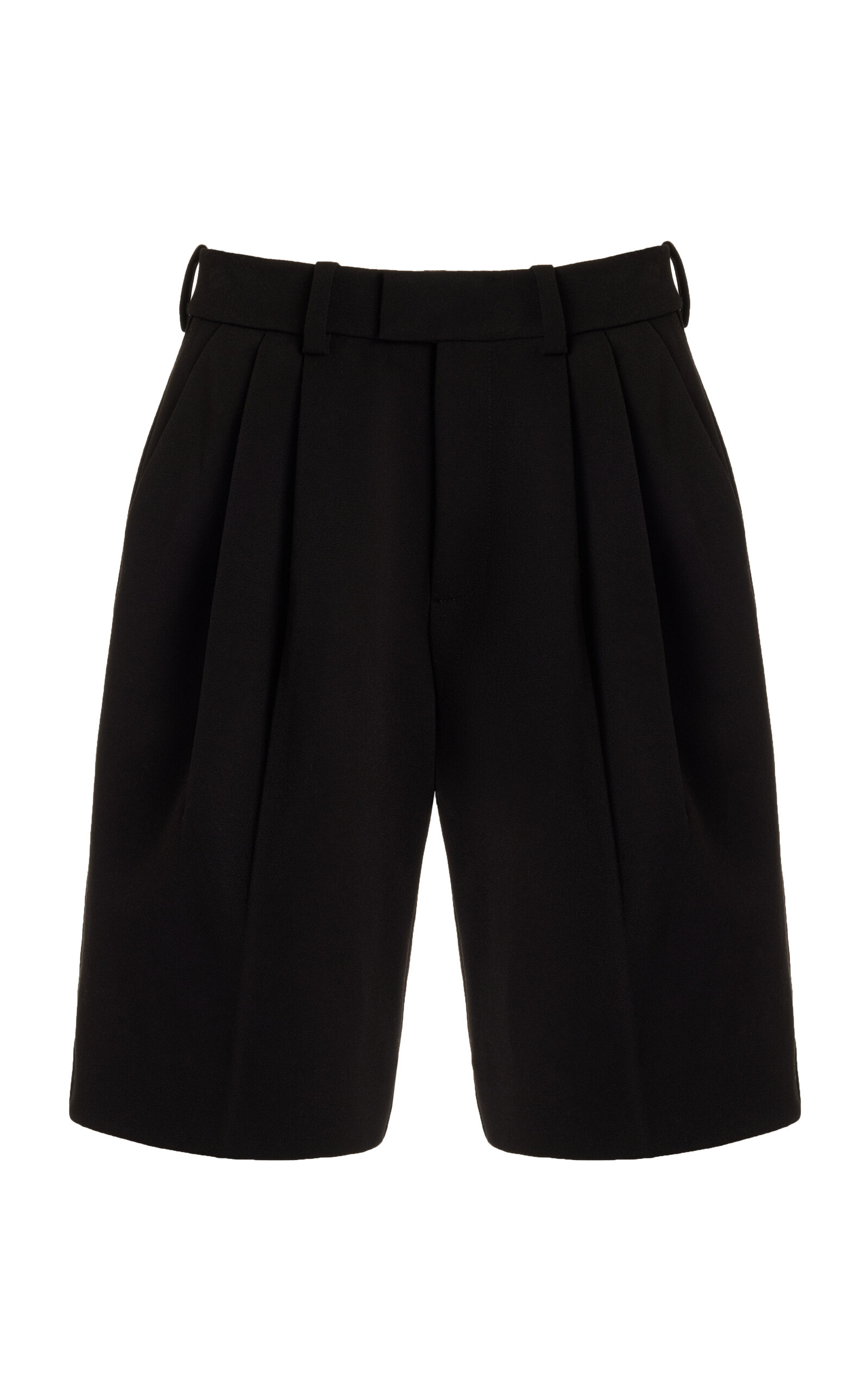 Shop Favorite Daughter The Low Favorite Pleated Twill Wide-leg Knee Shorts In Black