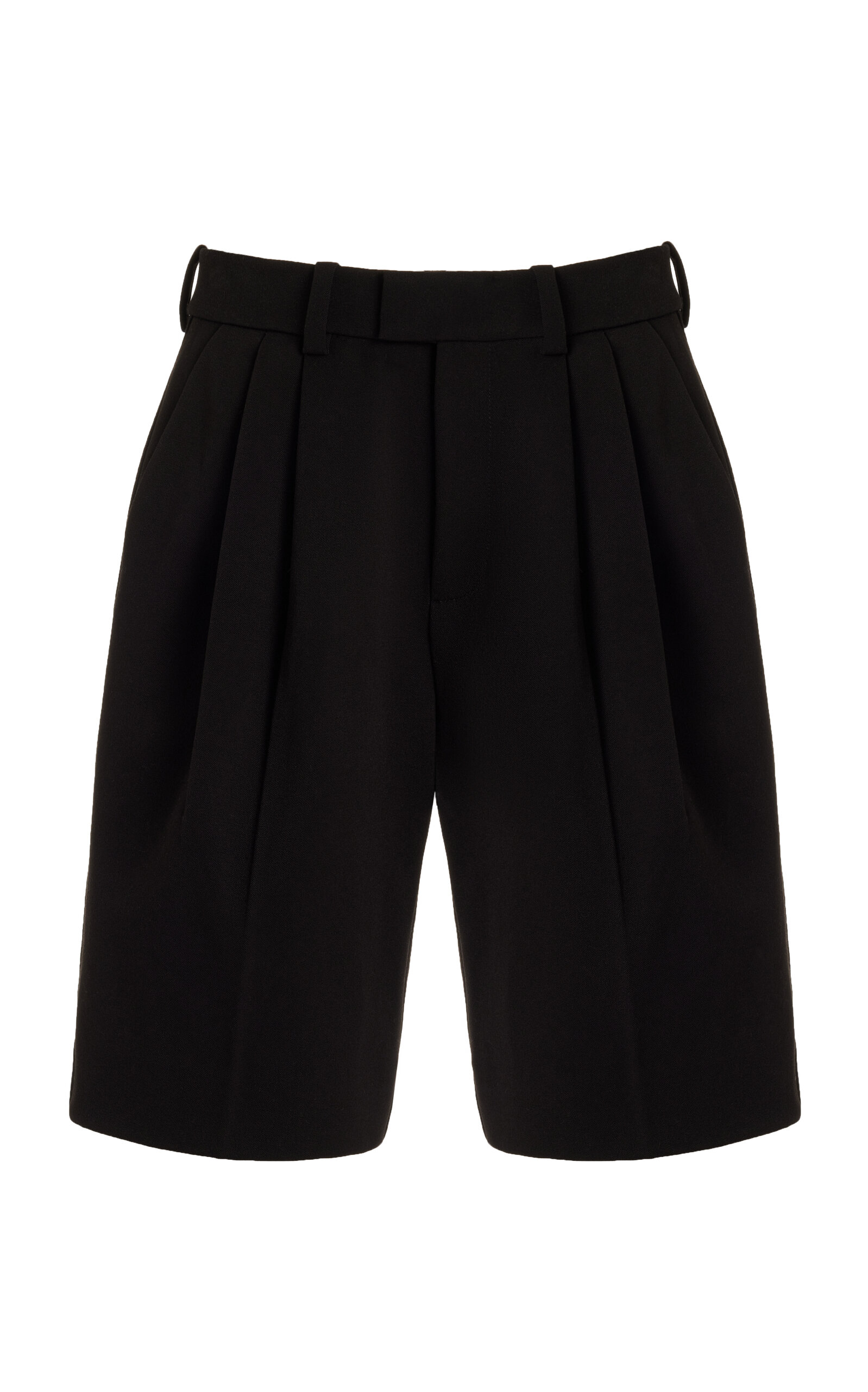 Favorite Daughter The Low Favorite Pleated Twill Wide-Leg Knee Shorts - Black