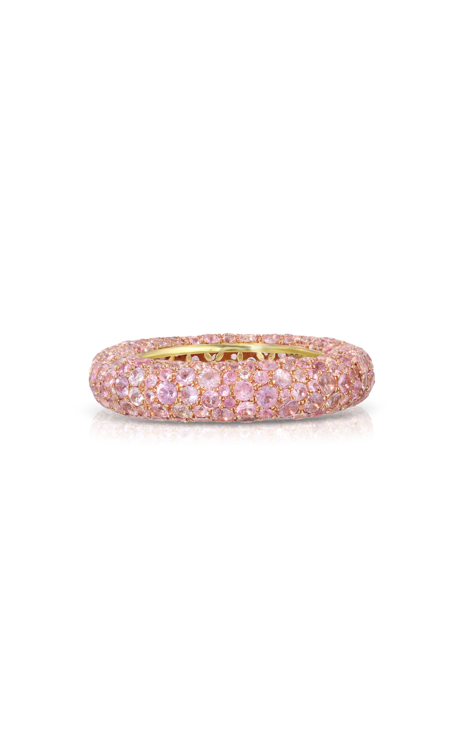 OCTAVIA ELIZABETH 18K YELLOW GOLD PINK SAPPHIRE BLOSSOM BUBBLE RING