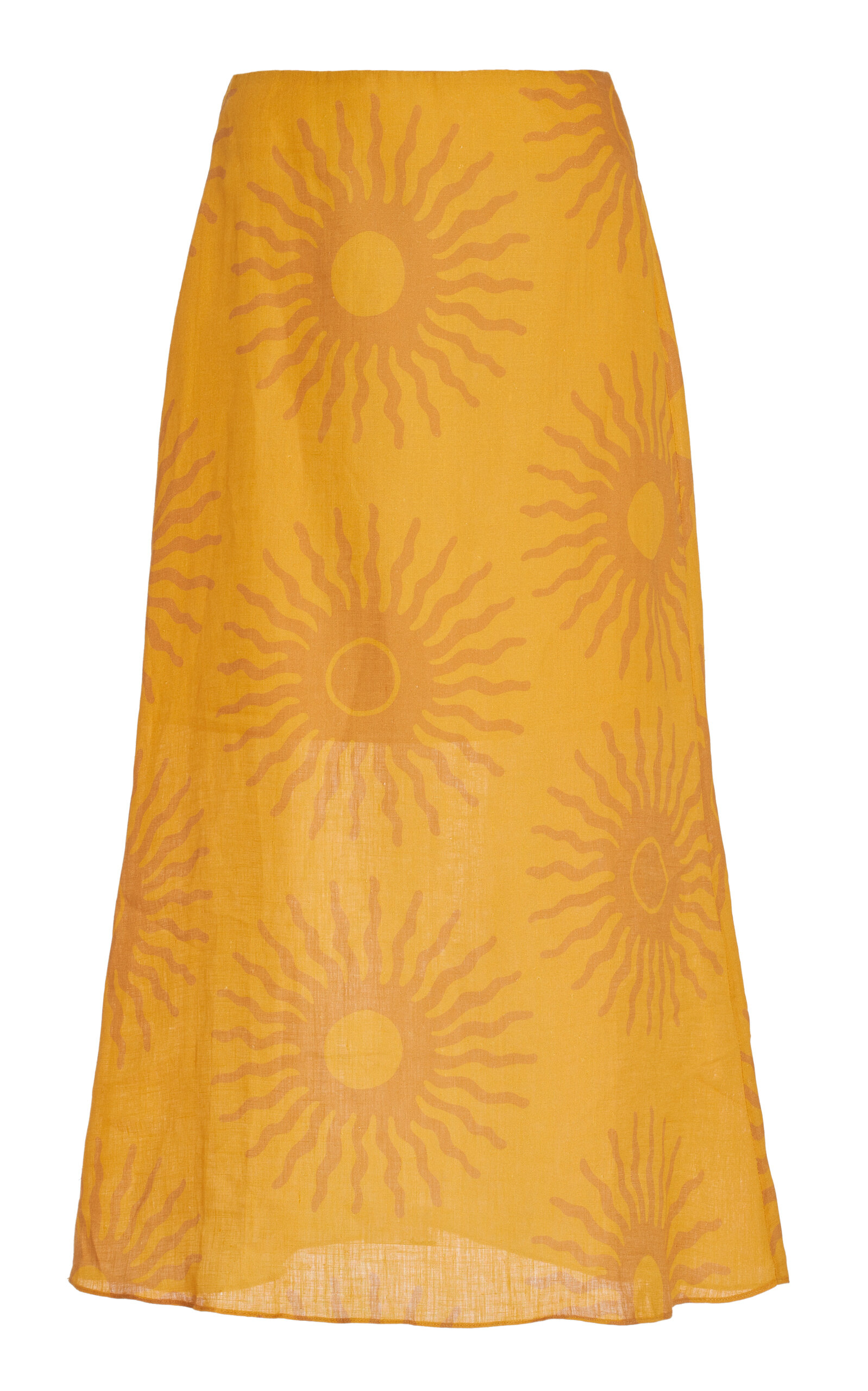 Shop Cala De La Cruz Fabiana Linen Skirt In Yellow