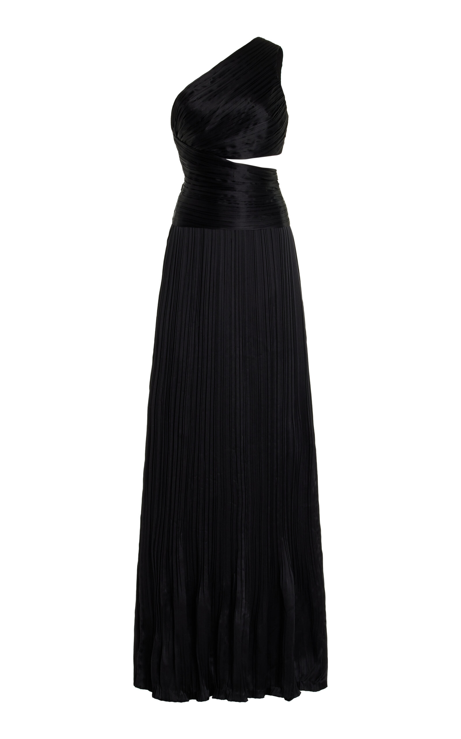 Shop Adam Lippes Delphos Asymmetric Charmeuse Maxi Dress In Black