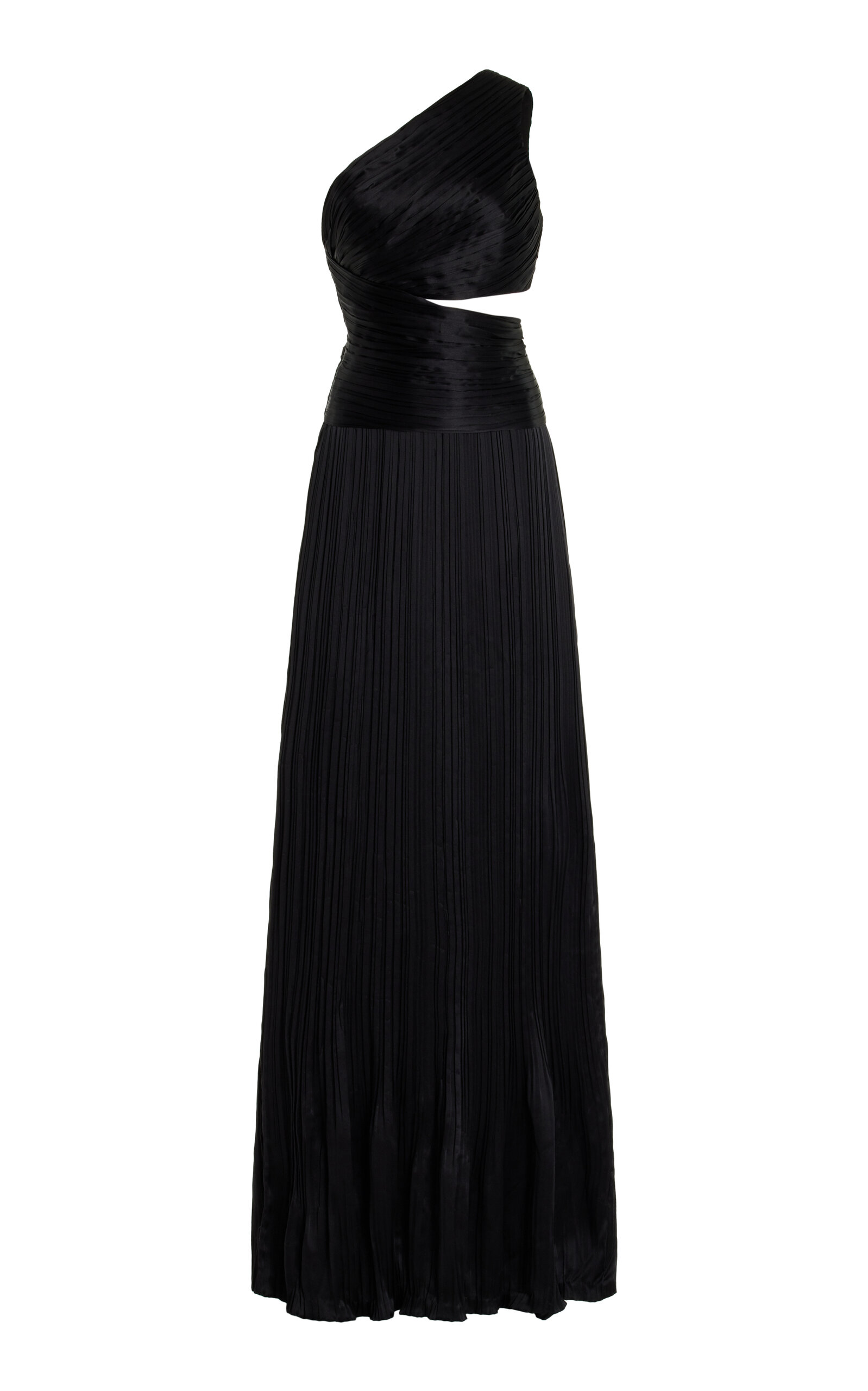 Adam Lippes Delphos Asymmetric Charmeuse Maxi Dress In Black