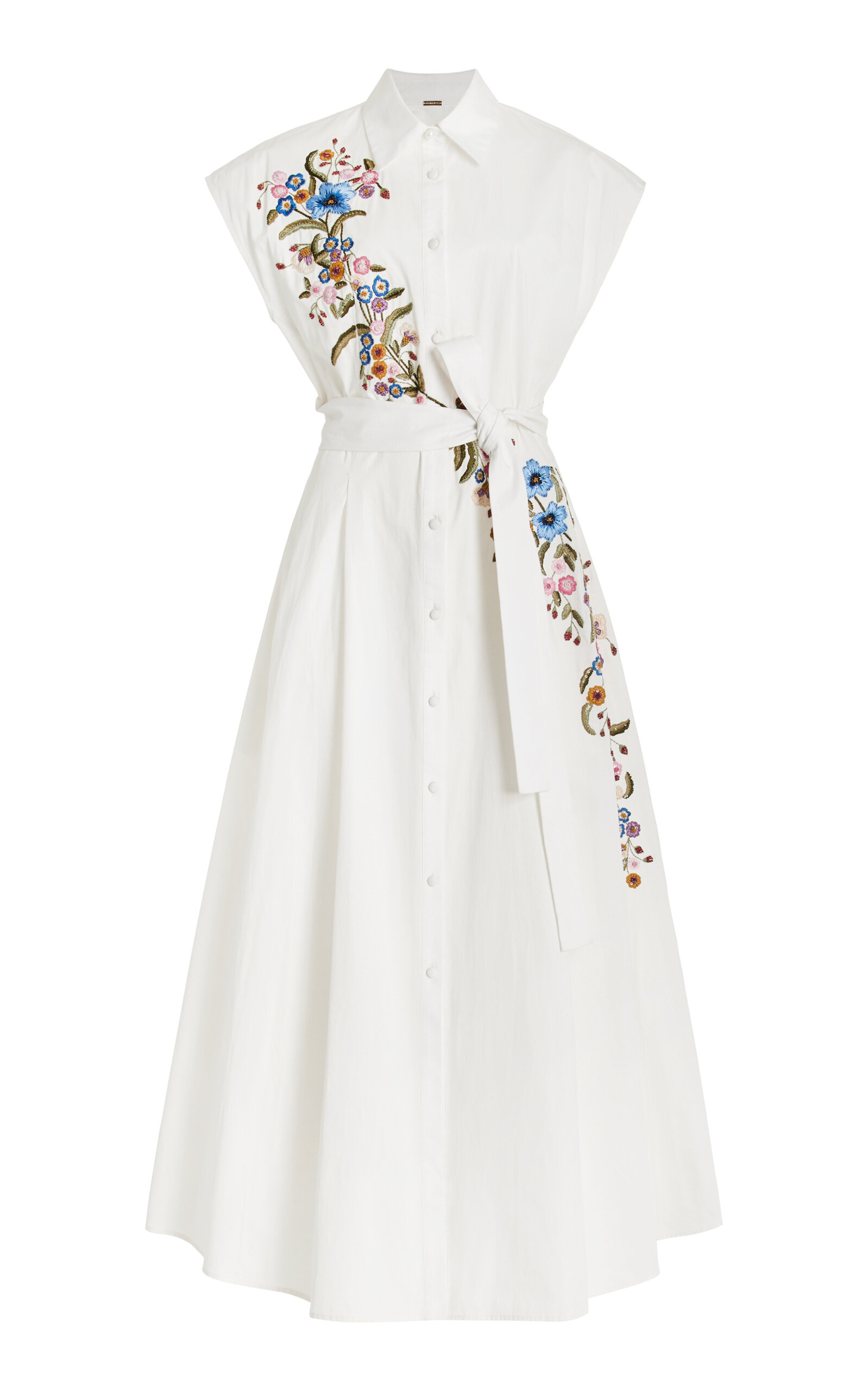 Shop Adam Lippes Dejeuner Embroidered Cotton Poplin Maxi Dress In Multi