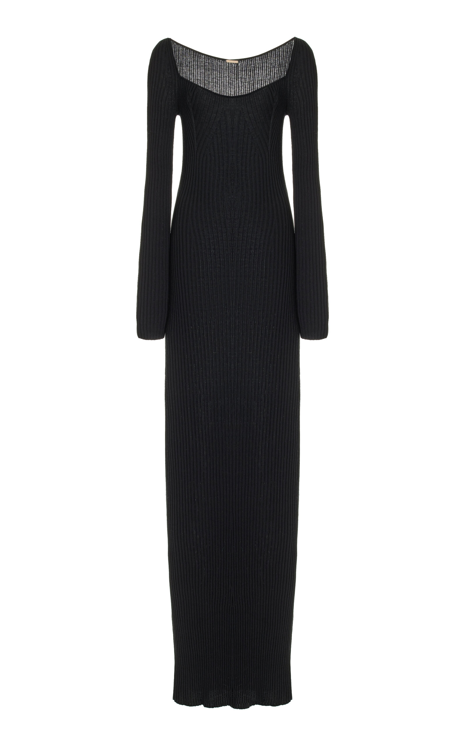 Adam Lippes Florentine Ribbed-knit Silk-cashmere Dress In Black