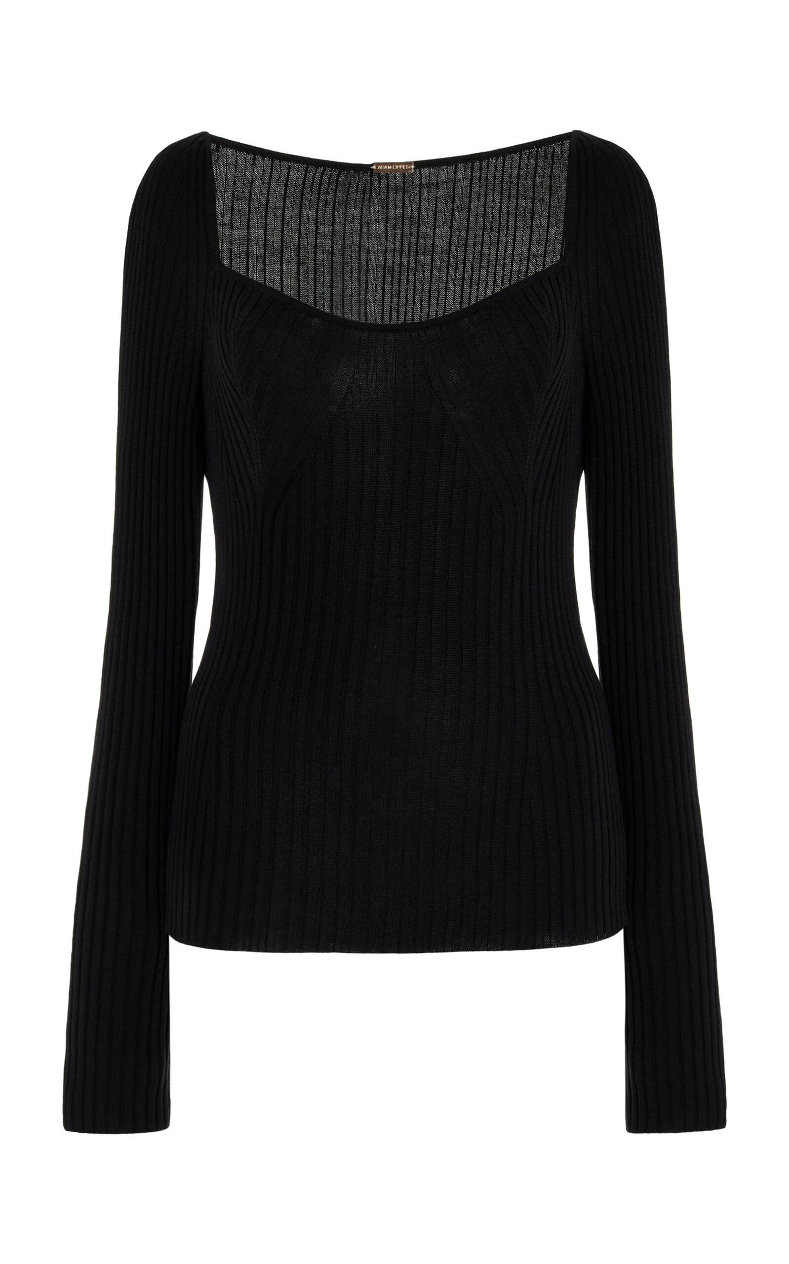 Adam Lippes Florentine Ribbed-knit Silk-cashmere Top In Black