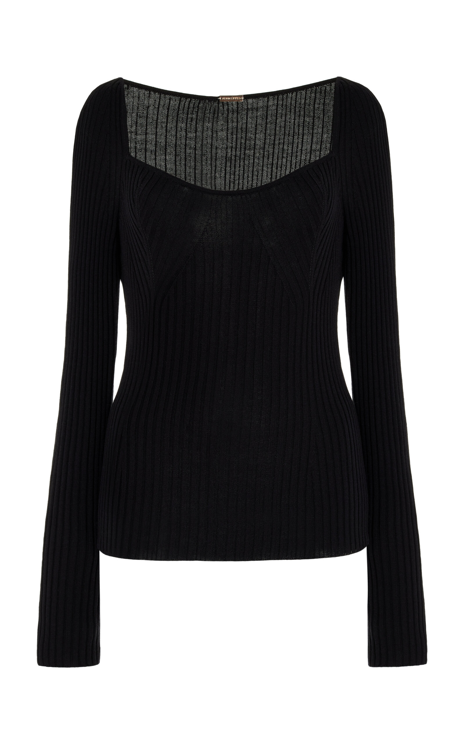Shop Adam Lippes Florentine Ribbed-knit Silk-cashmere Top In Black
