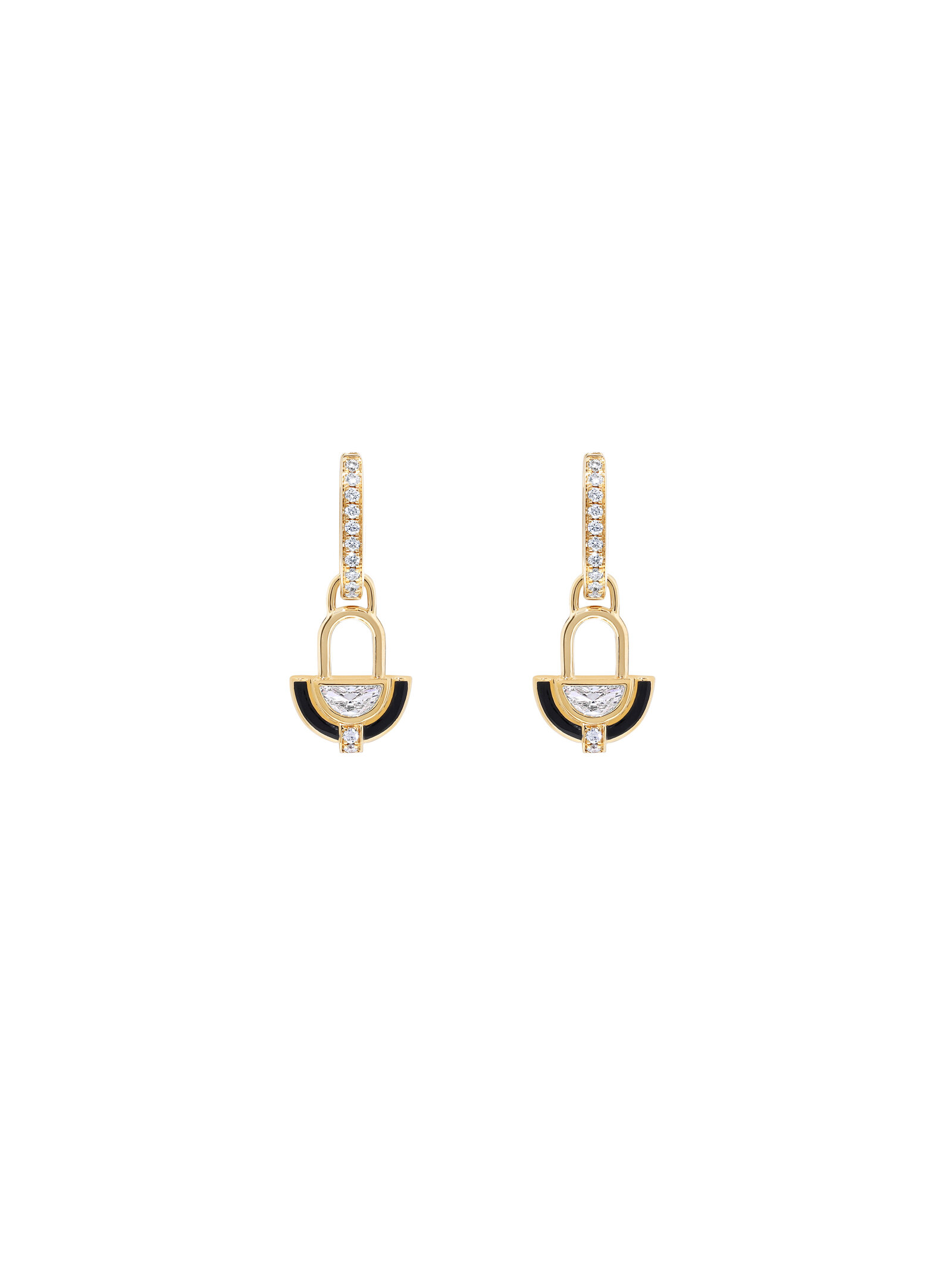 18k Yellow Gold Diamond; Enamel Earrings
