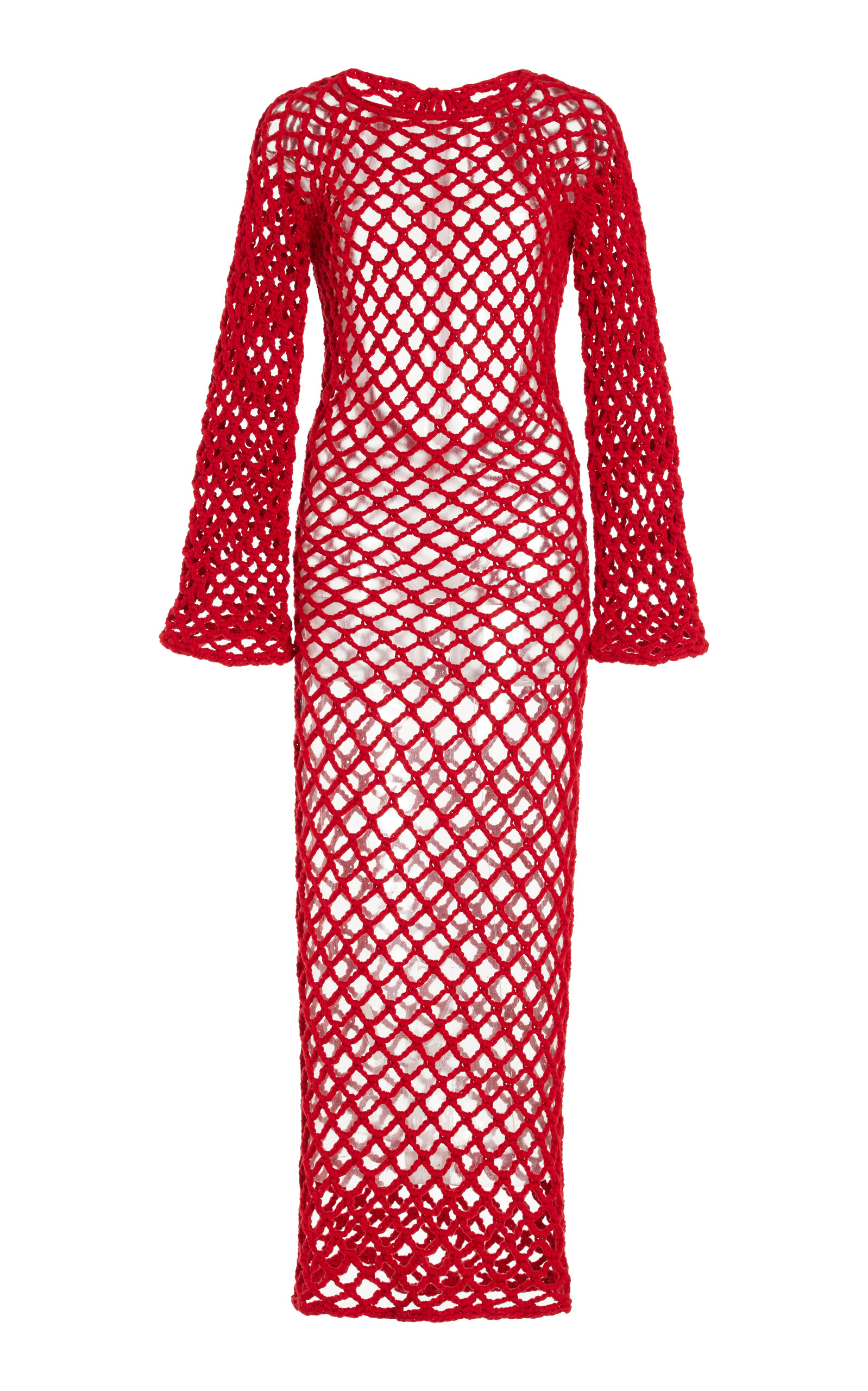 Nia Thomas High Priestess Crocheted Cotton Maxi Dress In Red