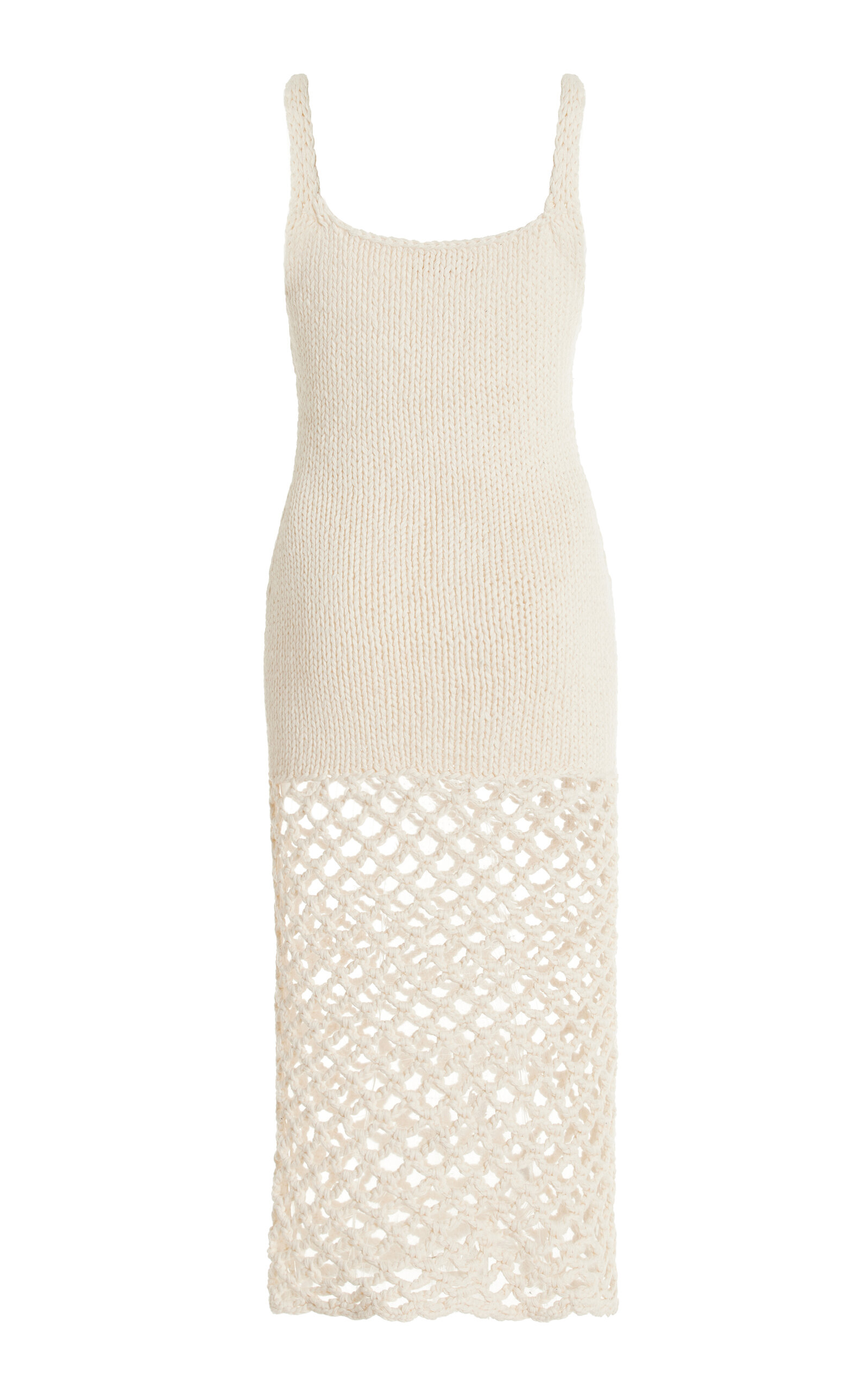 Nia Thomas Sade Crocheted Cotton Midi Dress In Ivory