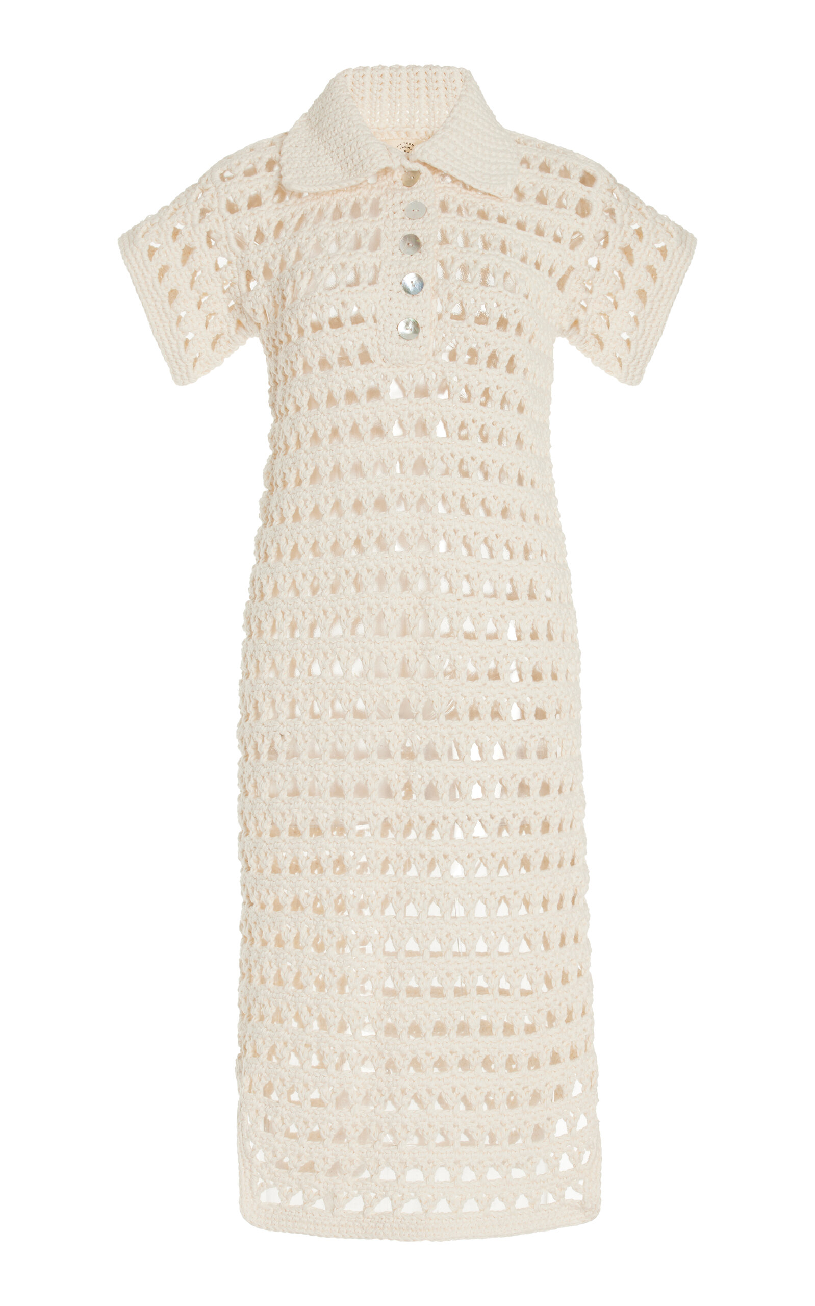 Penelope Crocheted Cotton Polo Midi Dress