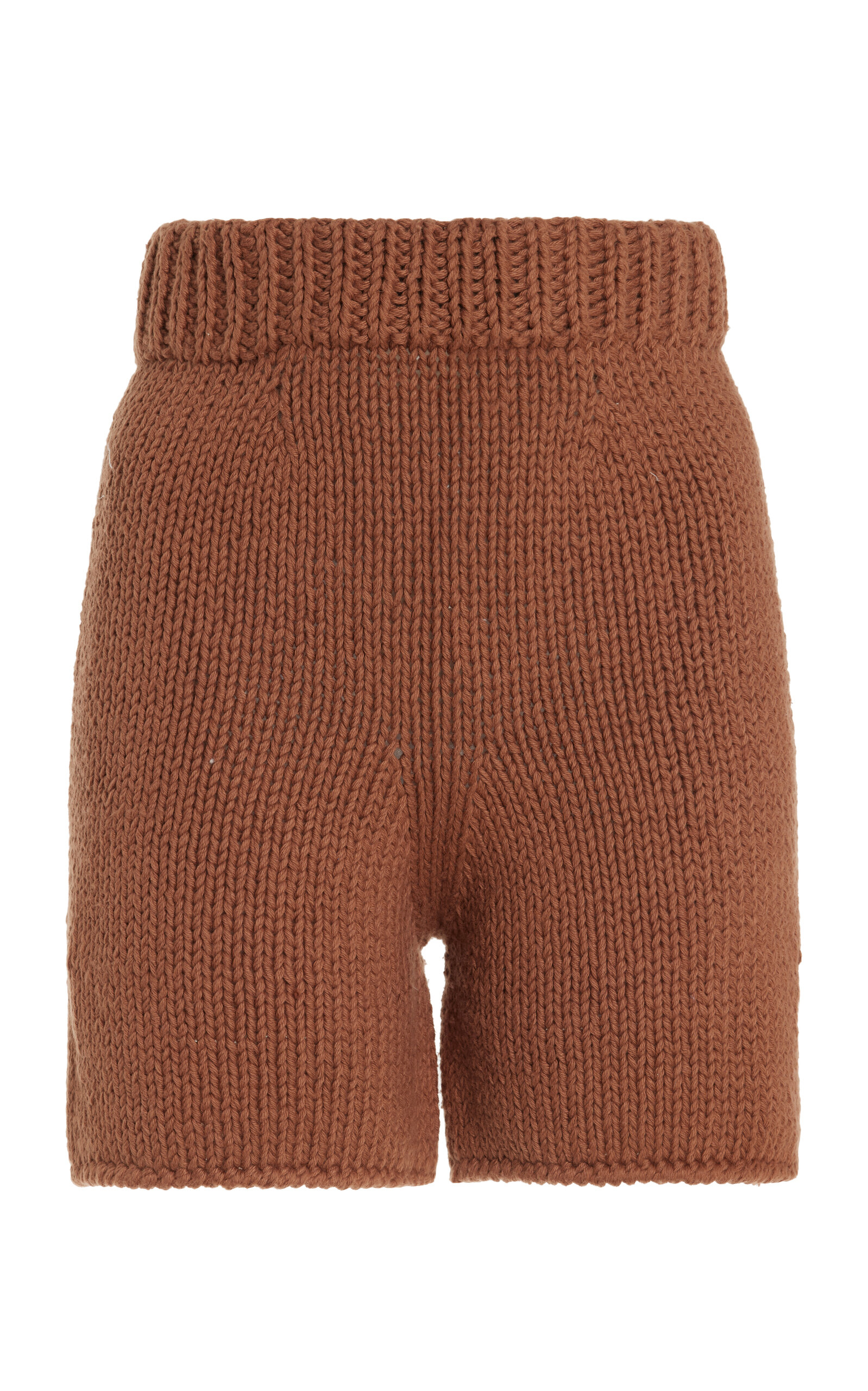 Nia Thomas Paulo Knit Cotton Shorts In Brown