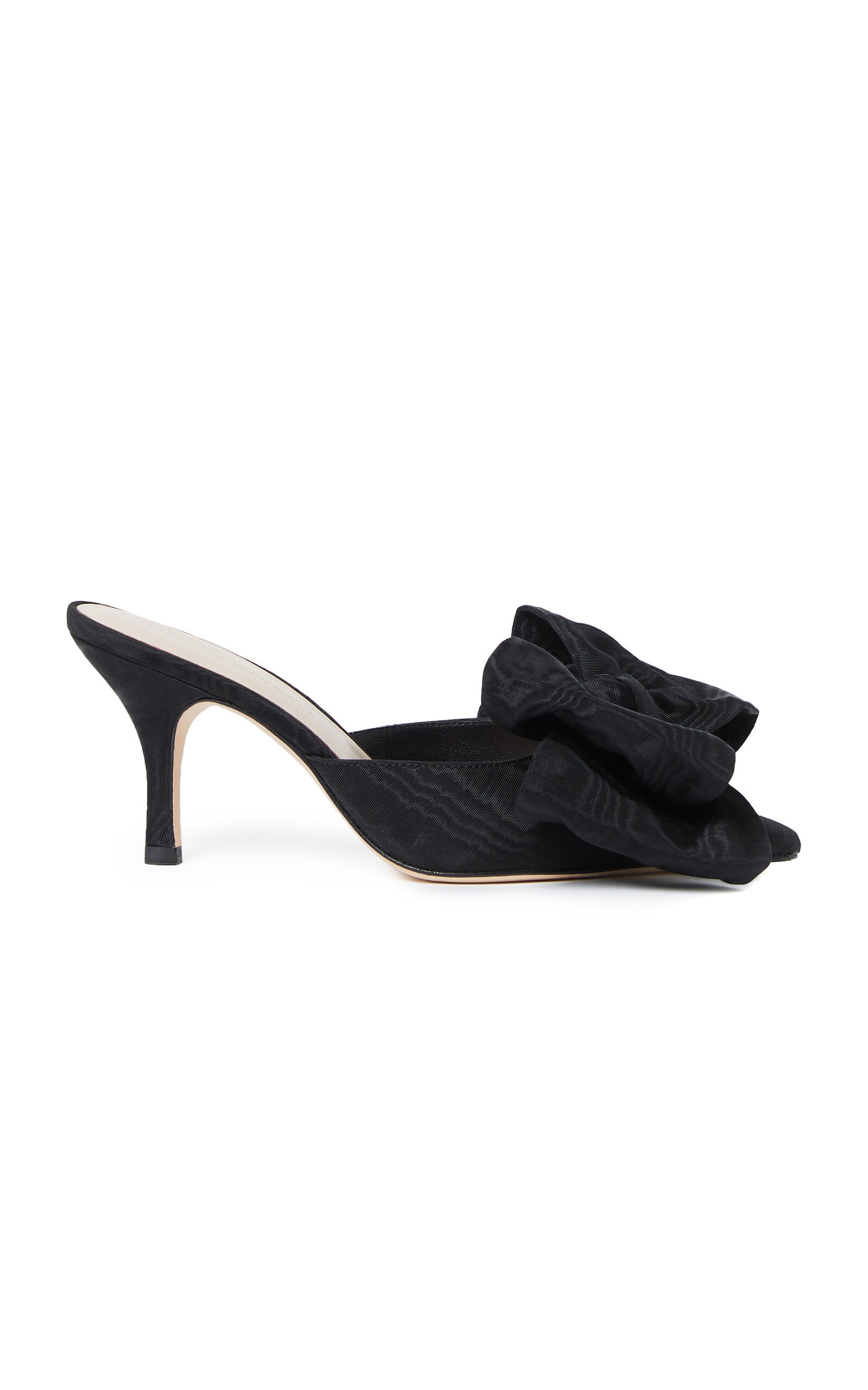 Shop Loeffler Randall Margot Satin Bow-detailed Mules In Black