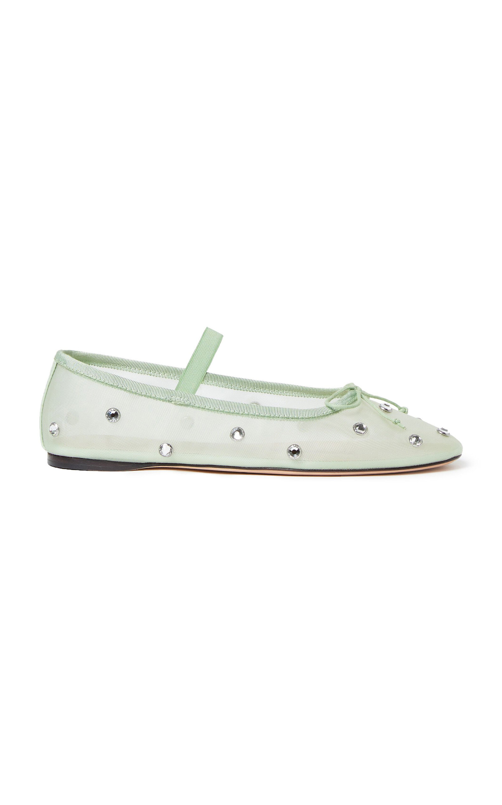 Shop Loeffler Randall Leonie Crystal-embellished Mesh Ballet Flats In Green