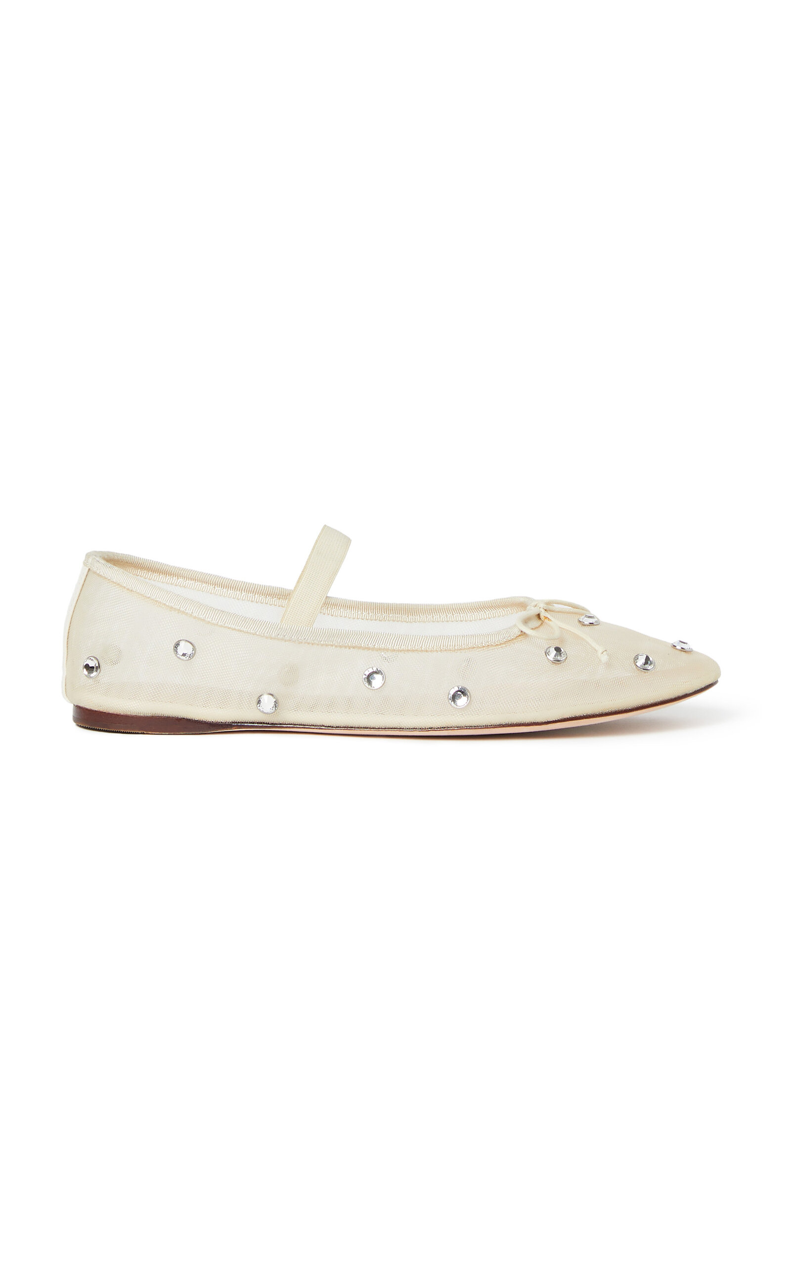Loeffler Randall Leonie Crystal Mesh Ballerina Flats In Neutral