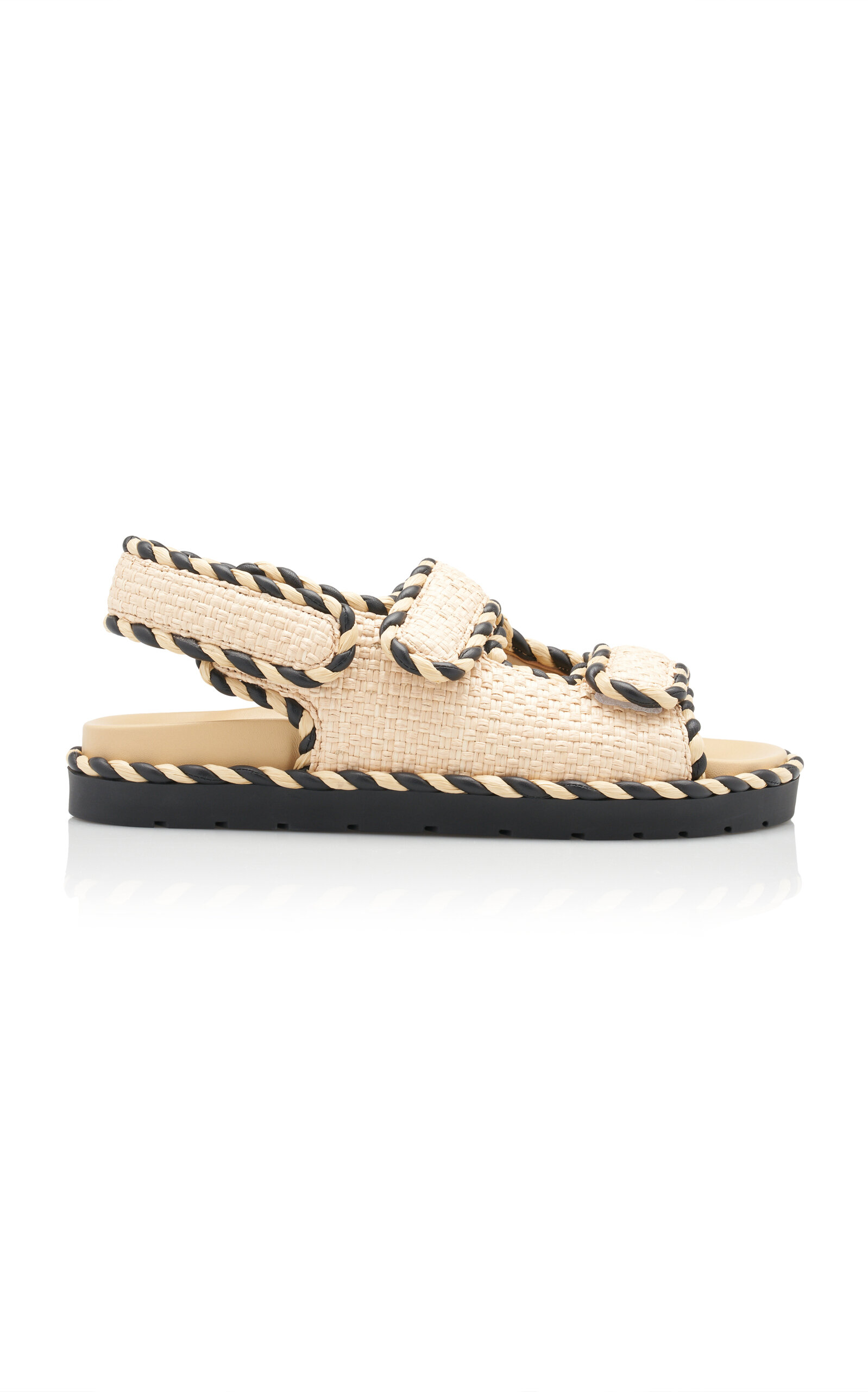 Shop Bottega Veneta Jack Raffia Slingback Sandals In Neutral