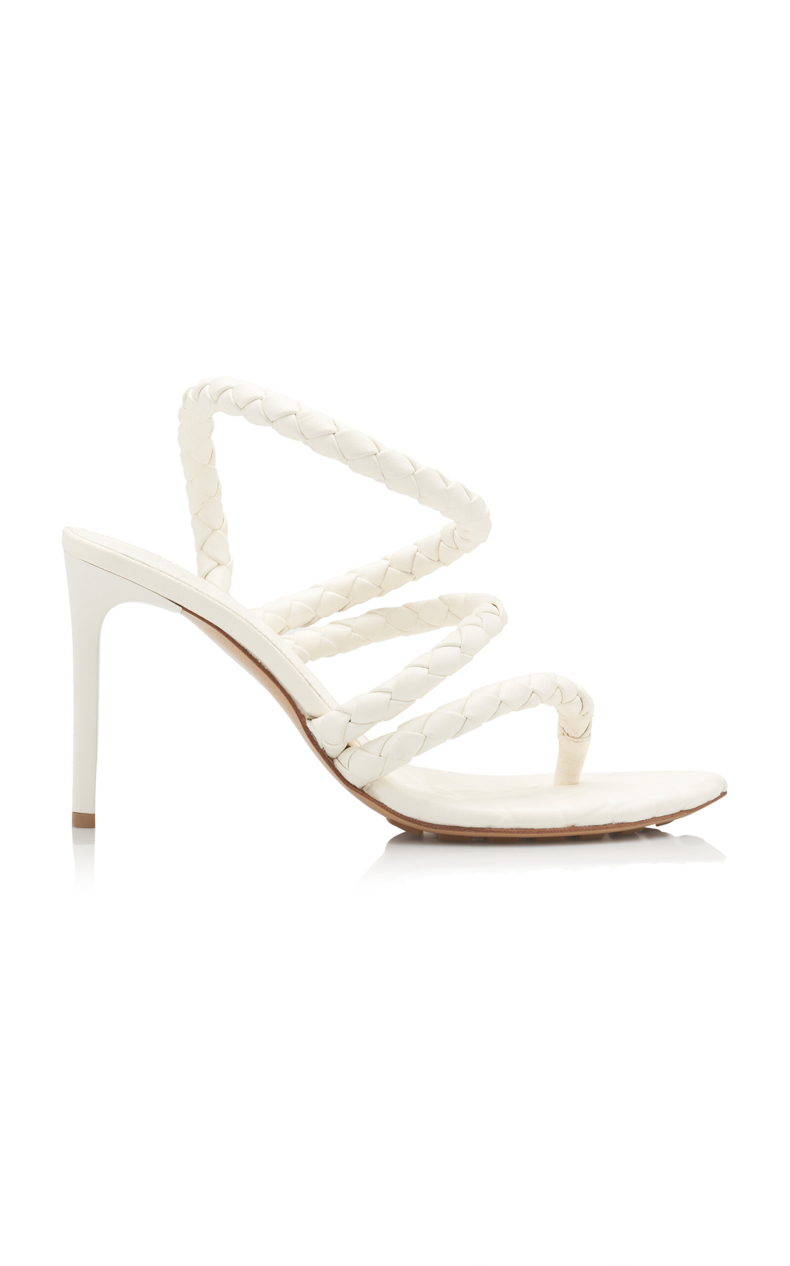 Bottega Veneta Leaf Braided Leather Stiletto Sandals In White