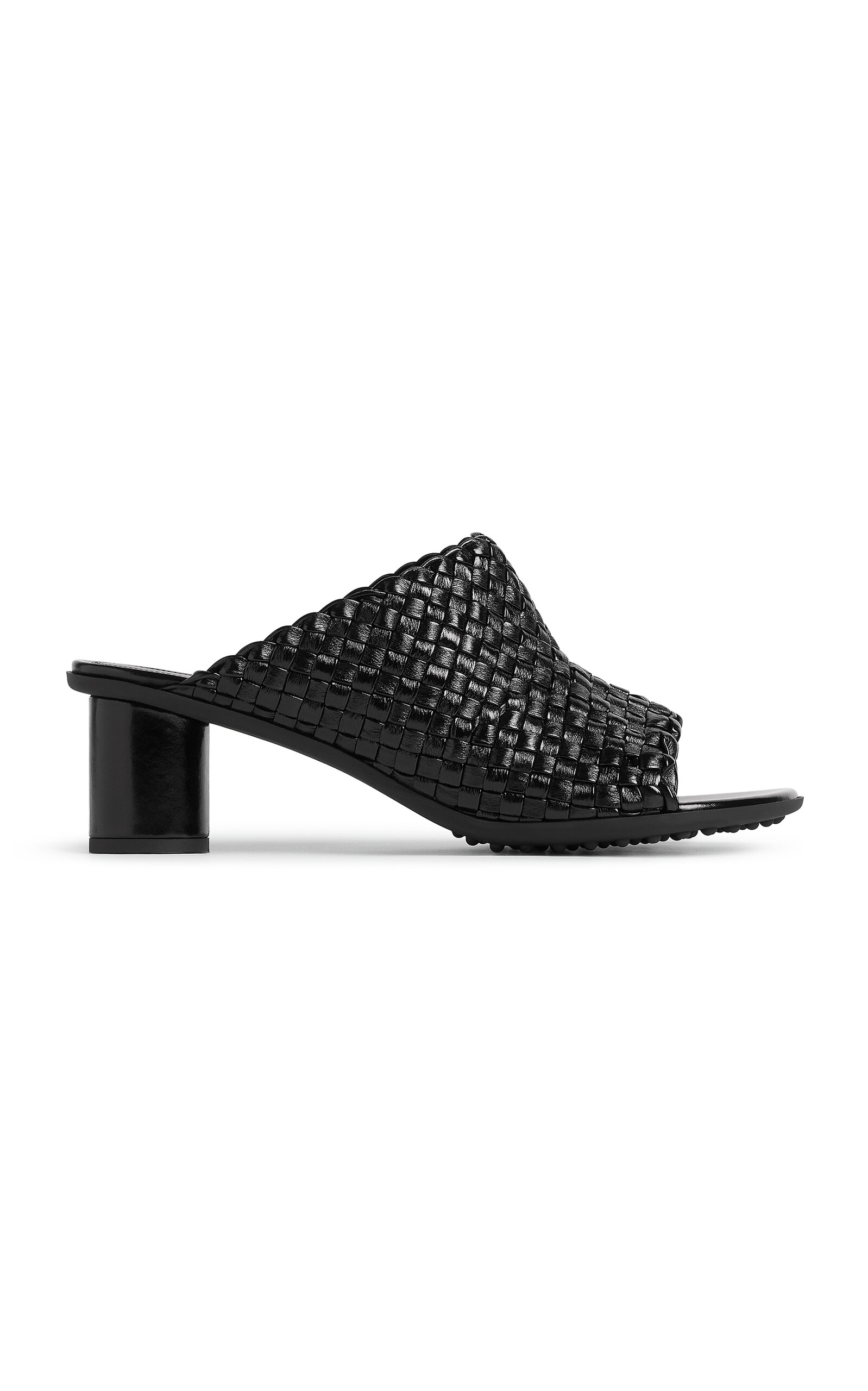 Bottega Veneta Atomic Block Heel Mules With Open Toe In Black