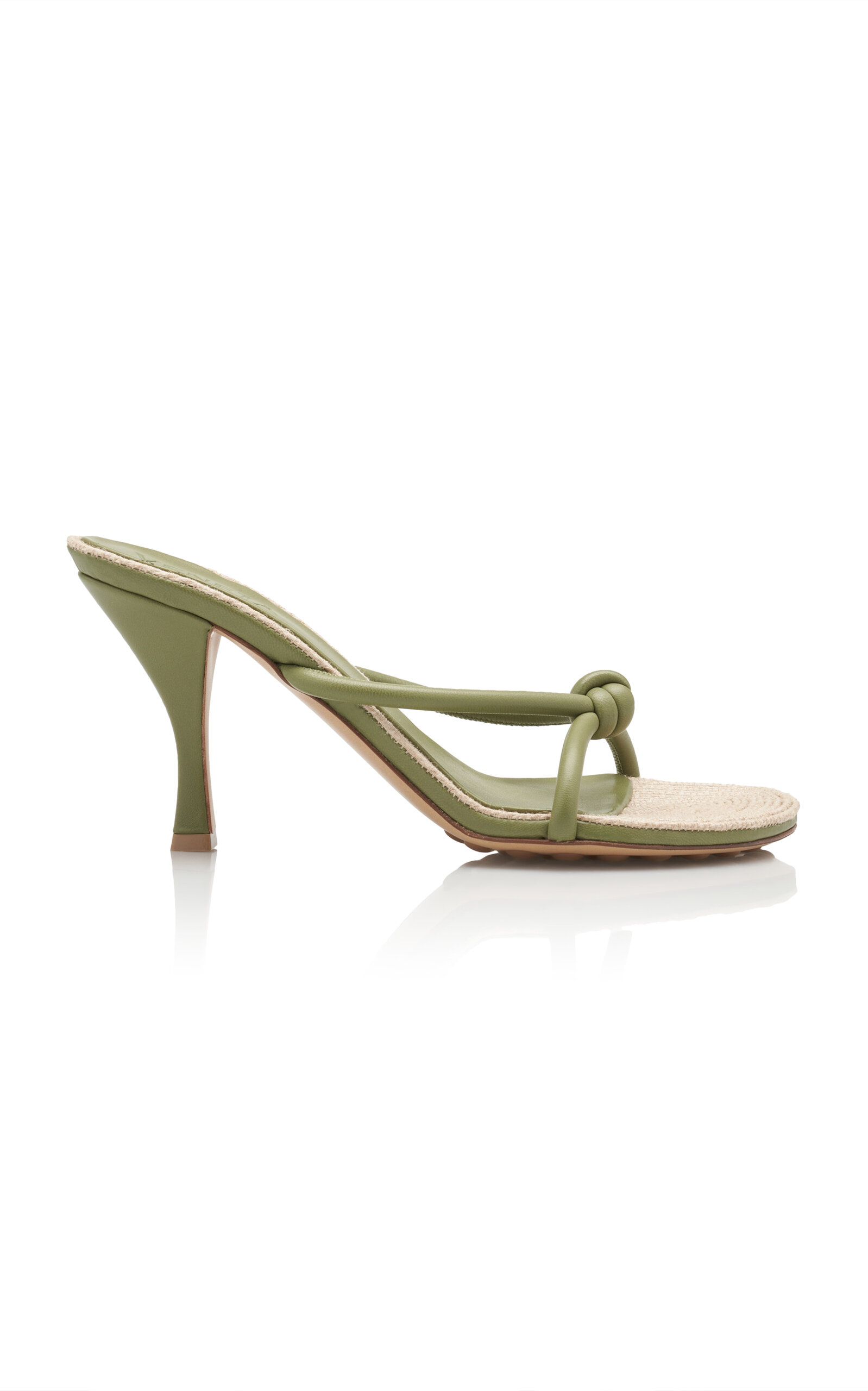 Bottega Veneta Blink Jute-Trimmed Leather Sandals - Green - IT 39.5 - Women's Shoes