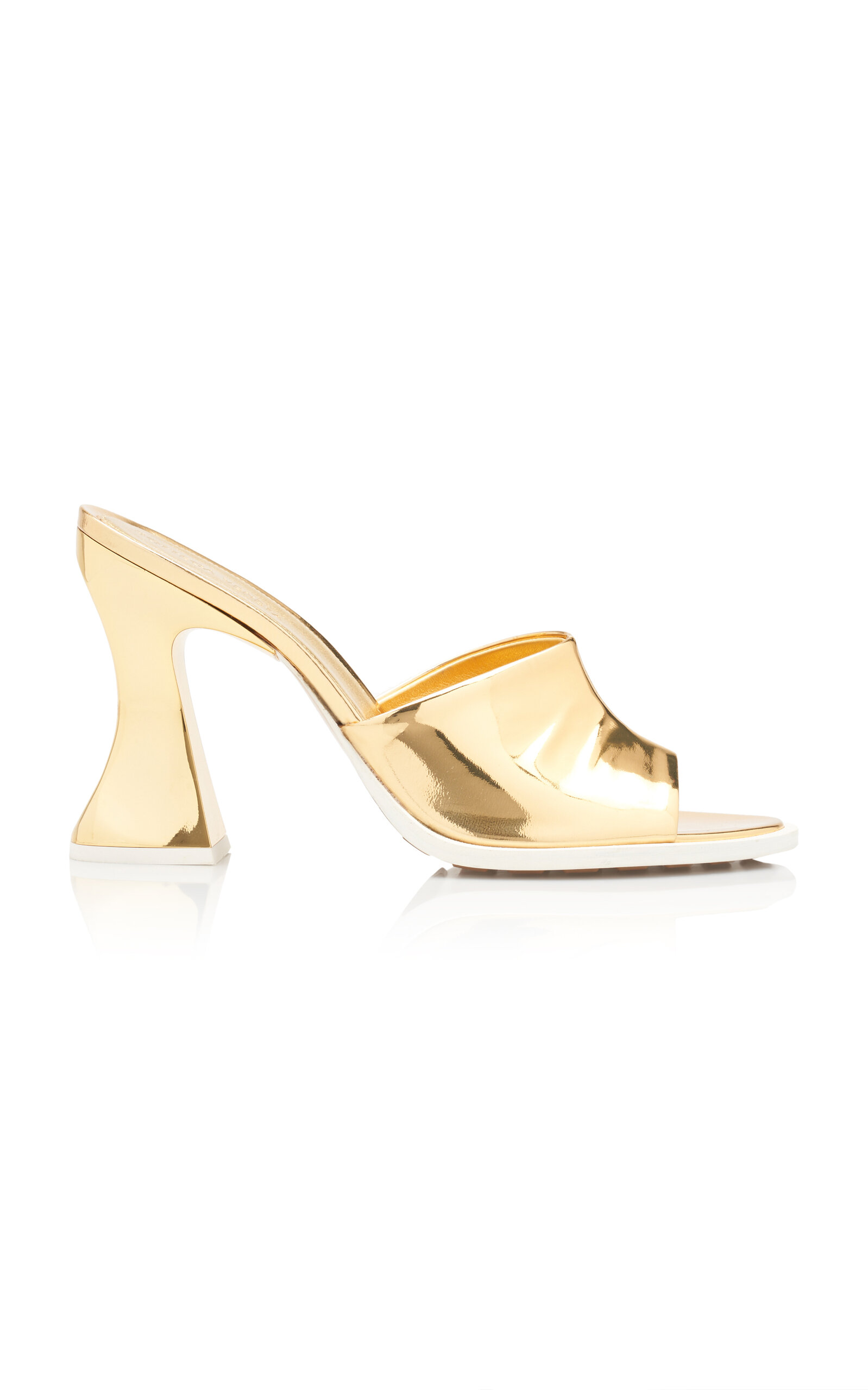 Bottega Veneta Cha Cha Metallic Mule Sandals In Gold