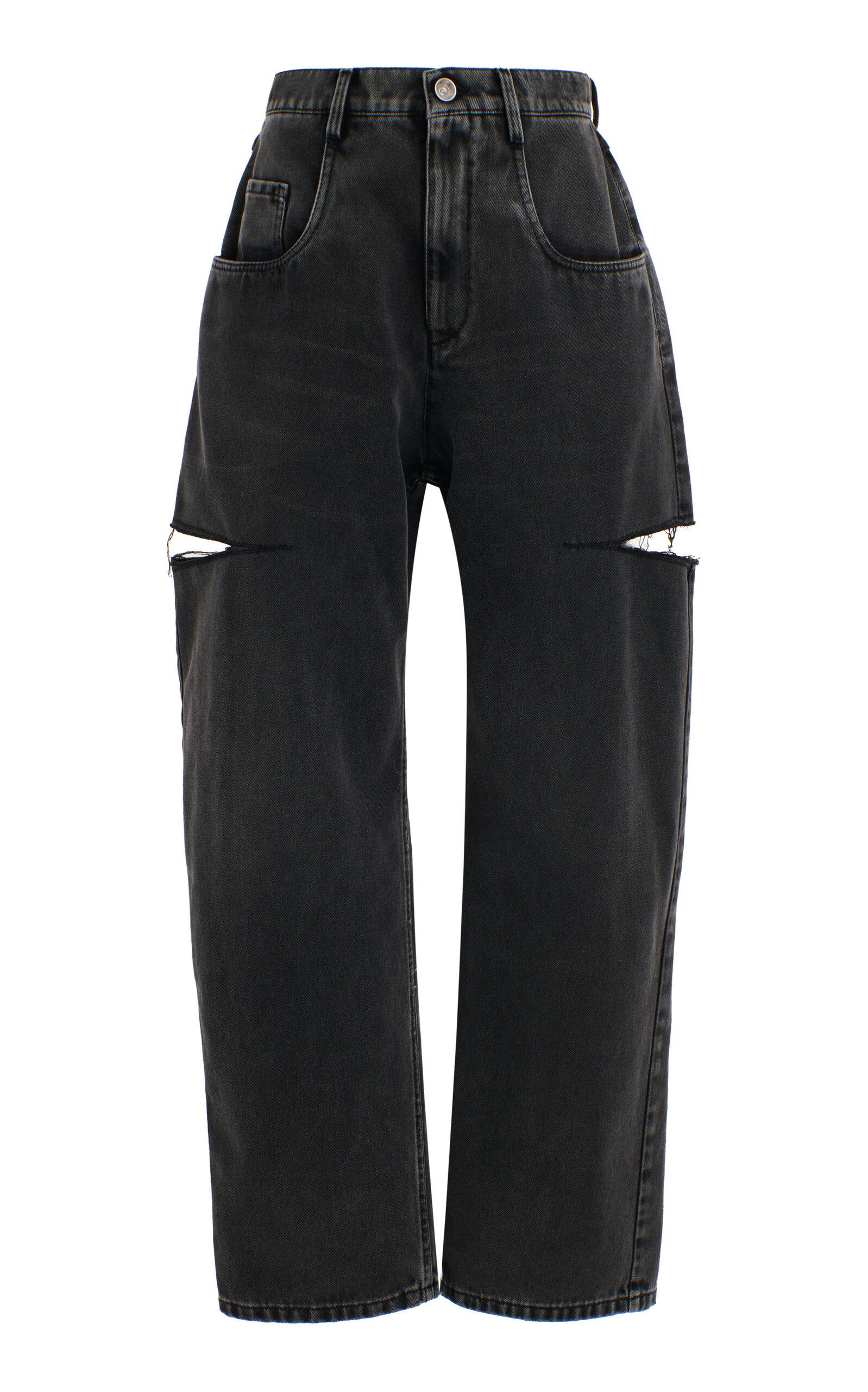 Shop Maison Margiela Cutout Rigid High-rise Wide-leg Jeans In Black