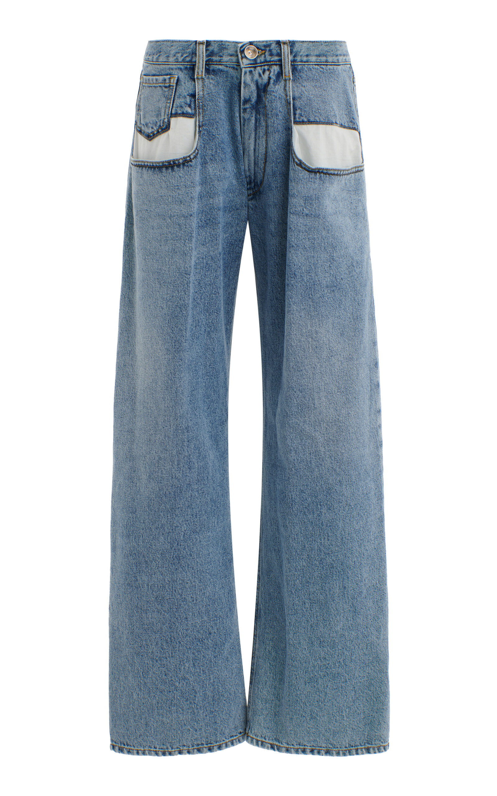 Exposed Pocket Wide-Leg Jeans