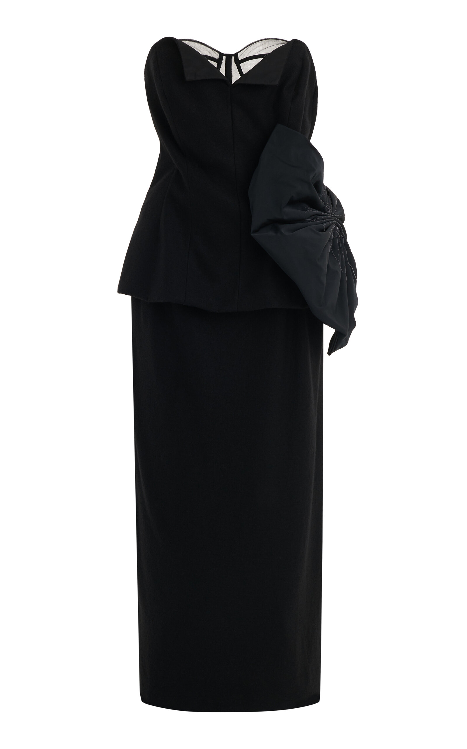 Shop Maison Margiela Strapless Wool Bustier Midi Dress In Black