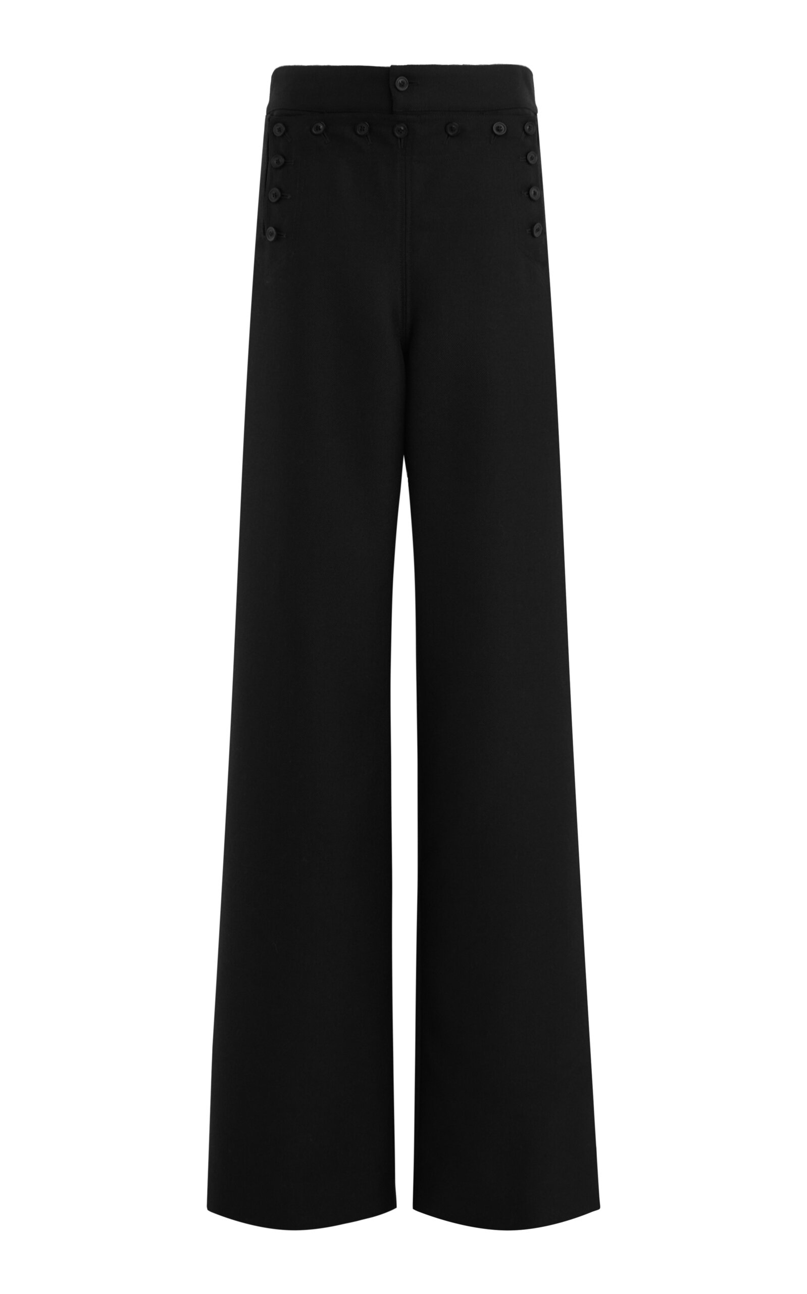 Shop Maison Margiela Button-lined Wool-mohair Wide-leg Pants In Black