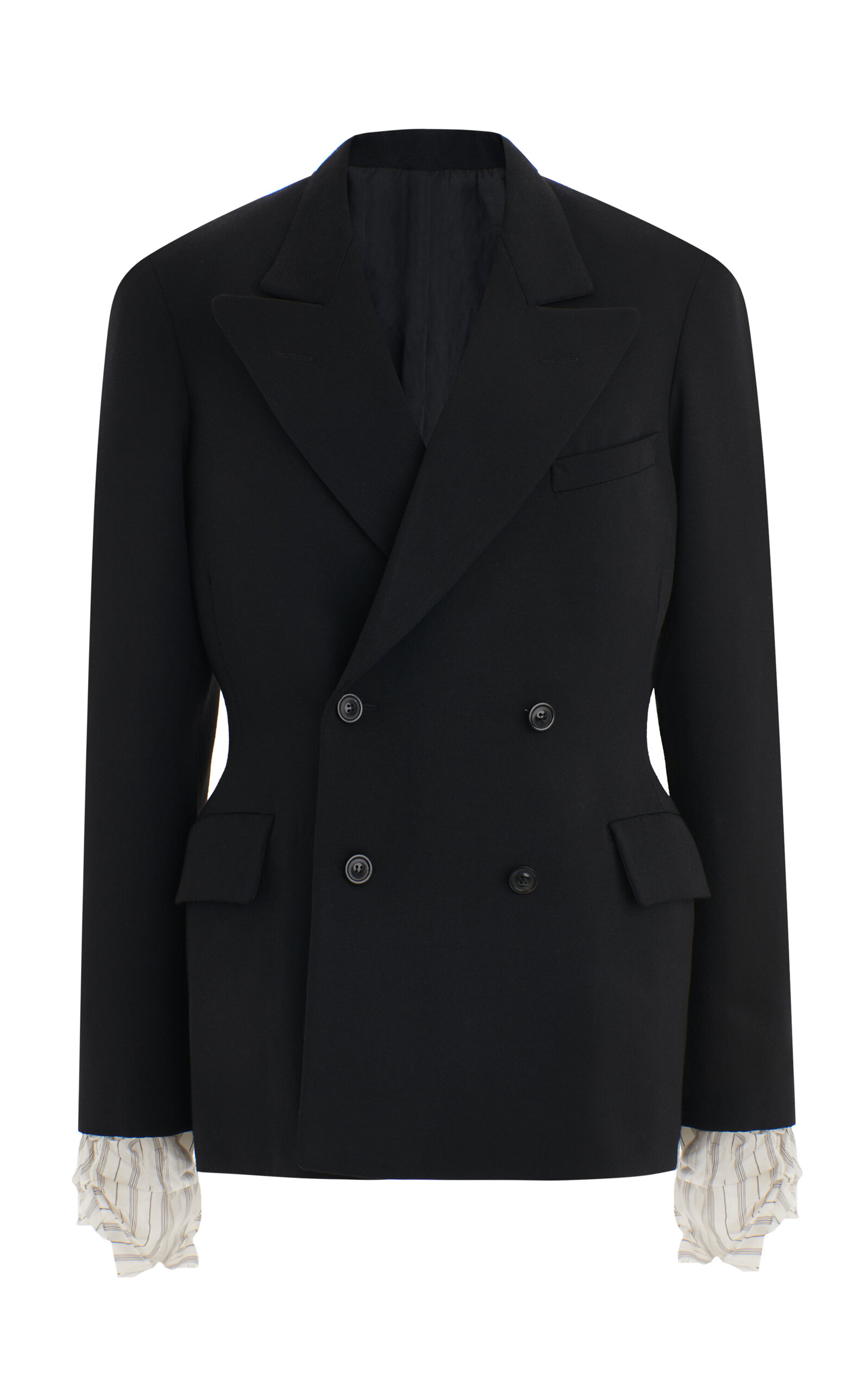 Shop Maison Margiela Double-breasted Wool Blazer In Black