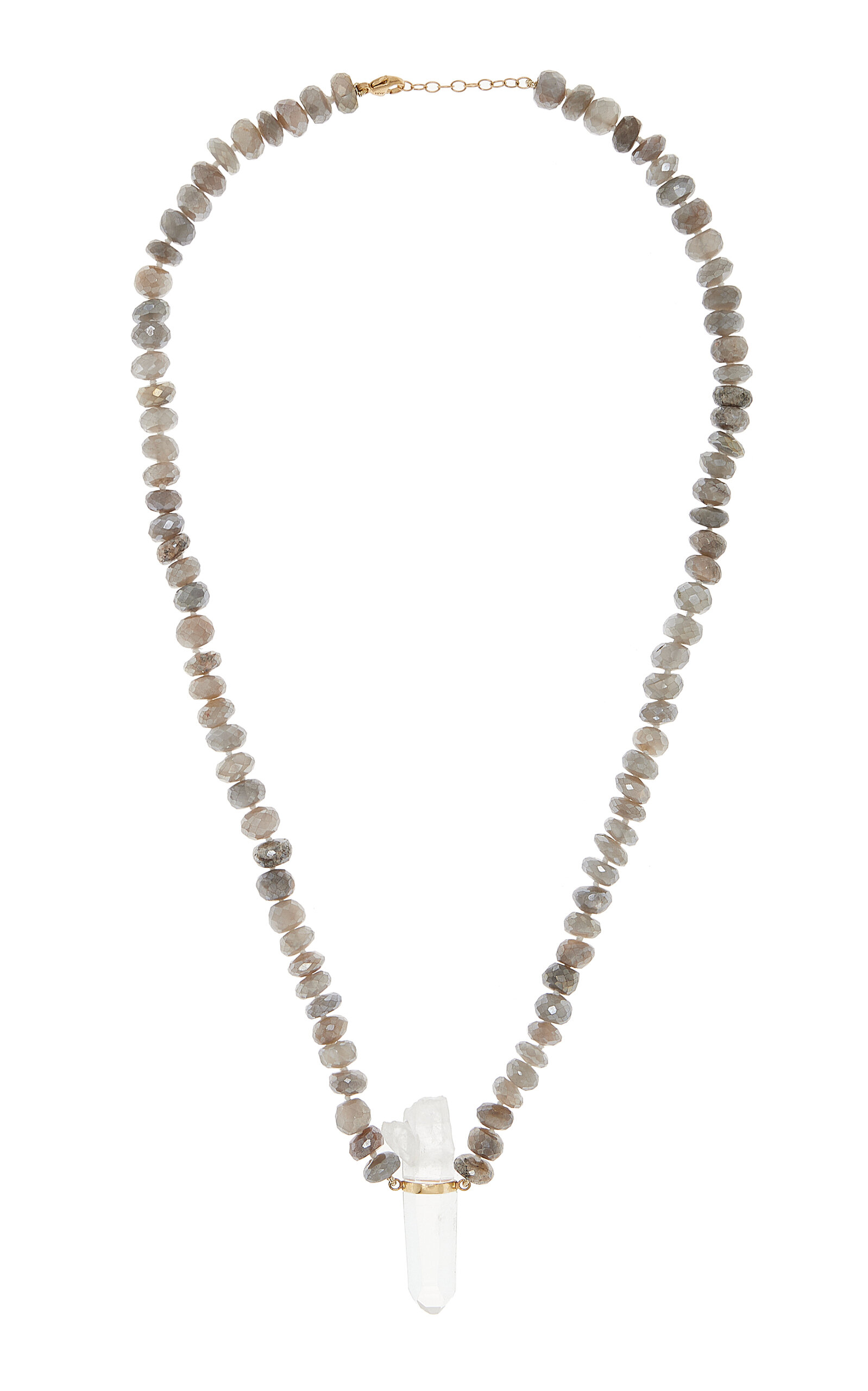 Jia Jia 14k Yellow Gold Labradorite; Crystal Necklace In Light Grey