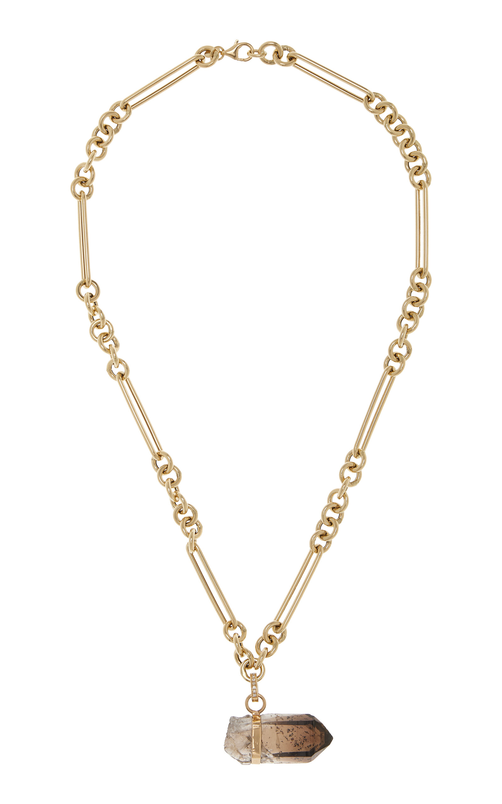 Jia Jia 14k Yellow Gold Quartz Necklace In Brown