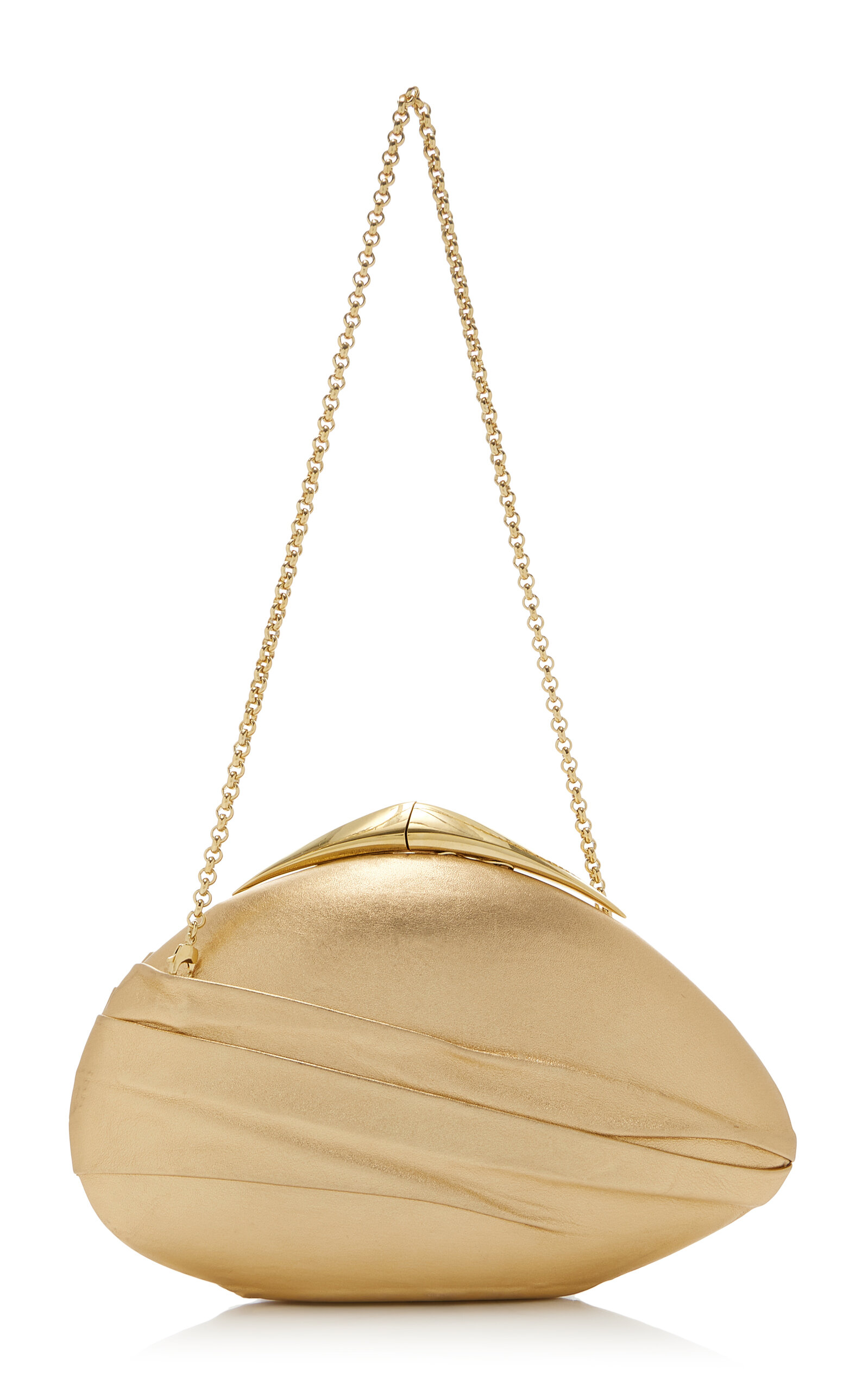 Benedetta Bruzziches Cometa Draped Metallic Leather Clutch - Gold - OS