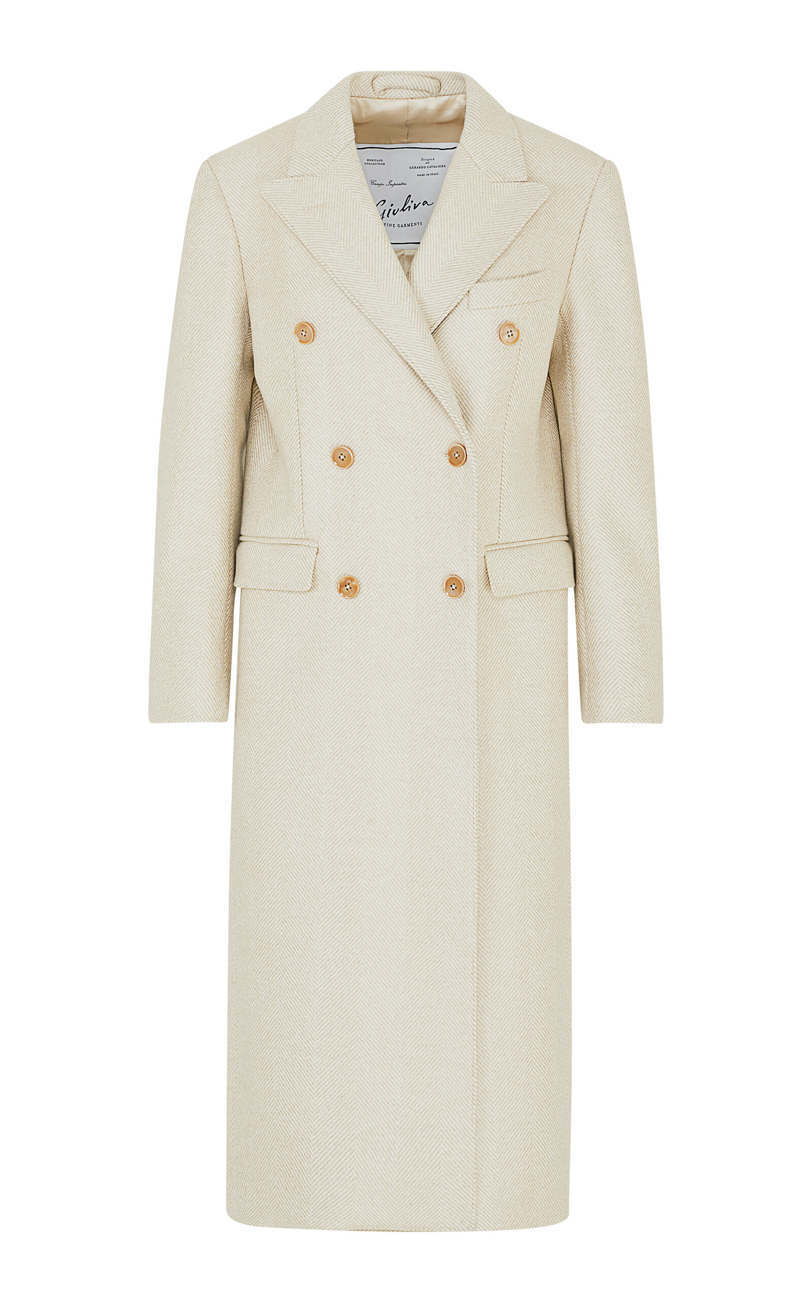 Giuliva Heritage The Cindy Wool-herringbone Coat In Ivory