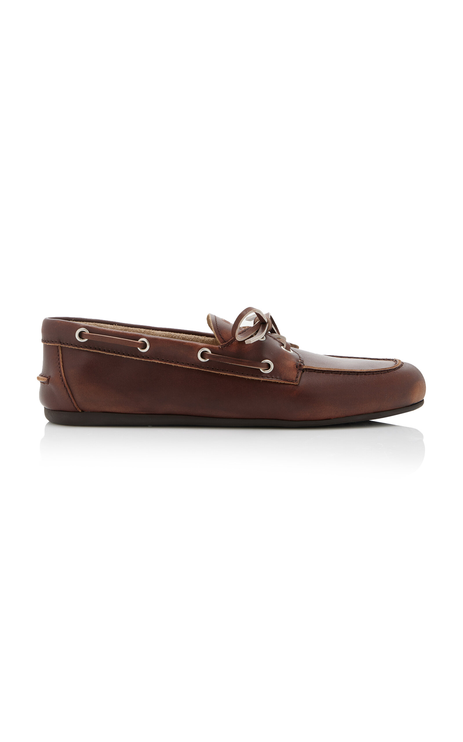 Miu Miu Lace-Up Leather Boat Shoes