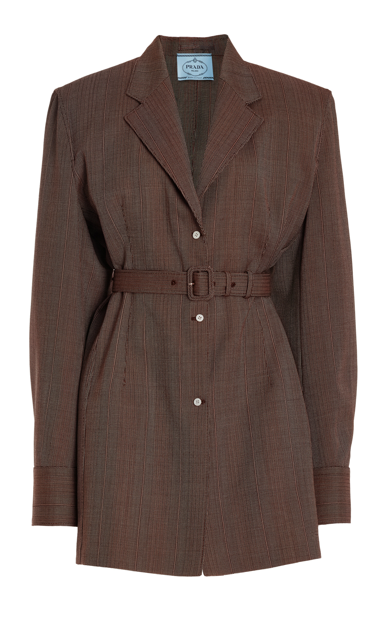 Prada Single-Breasted Pinstriped Wool Jacket - Women's Clothing