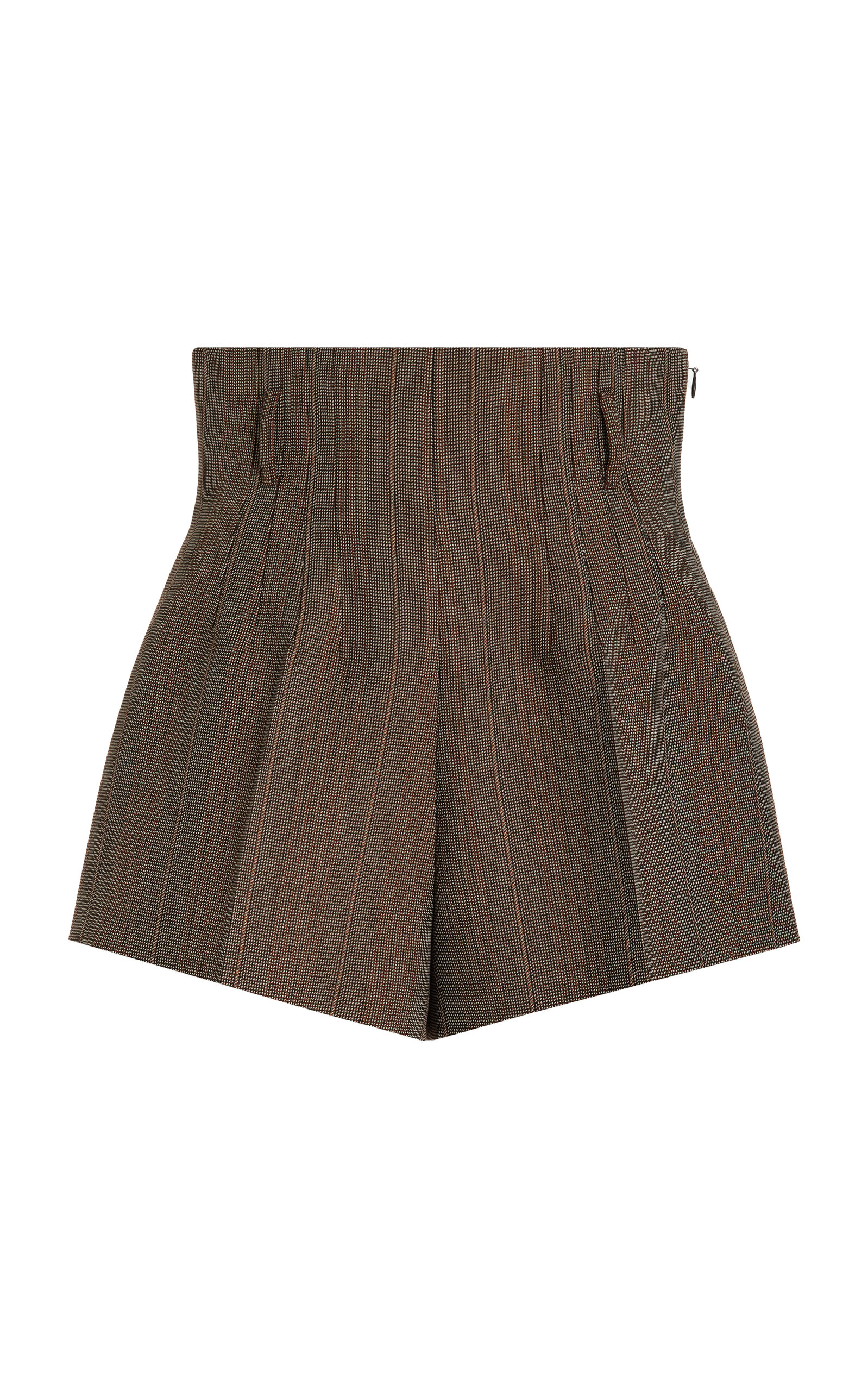 Shop Prada Corset-waist Wool Suiting Shorts In Grey