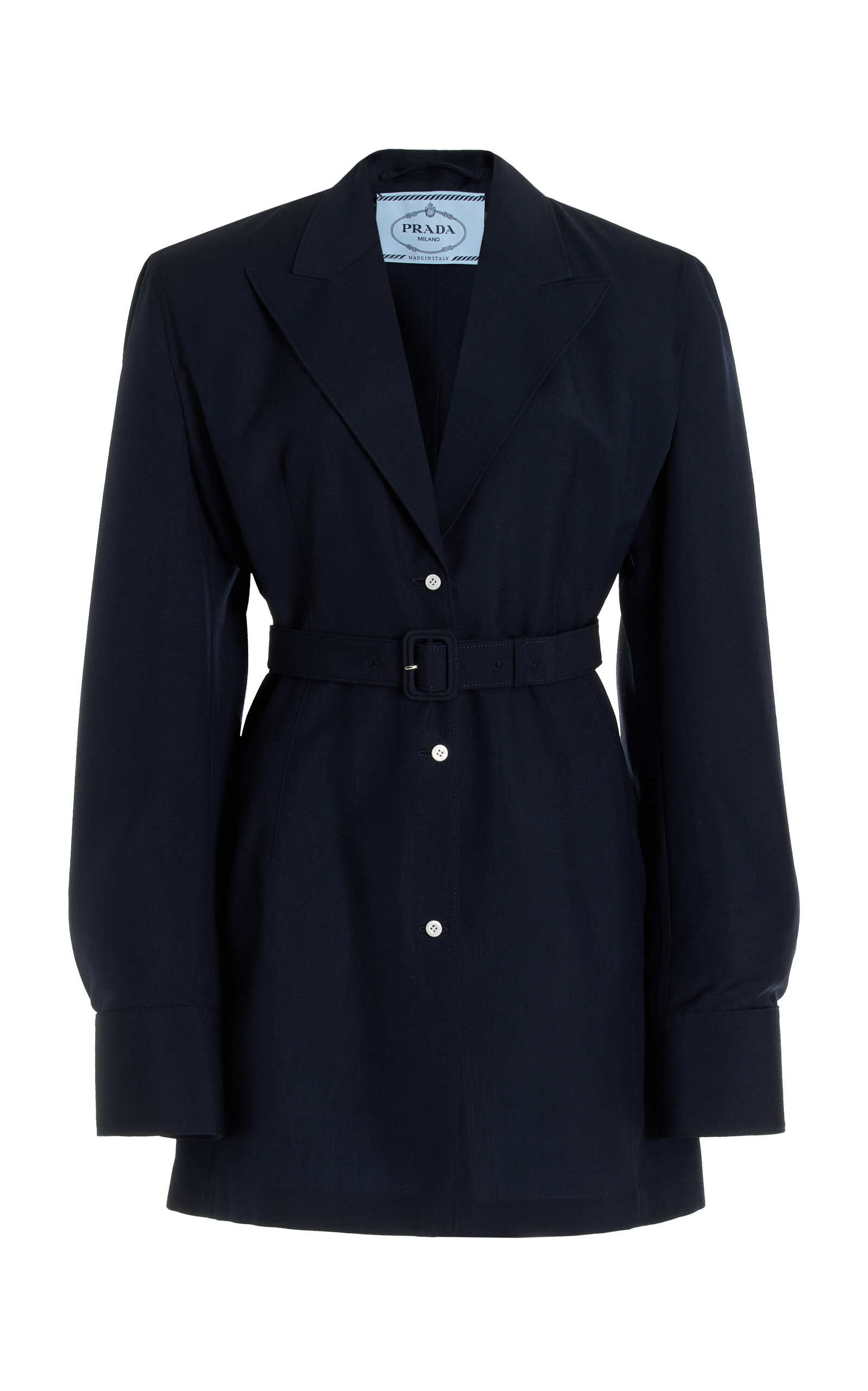 Shop Prada Tailored Wool Suiting Jacket In Navy