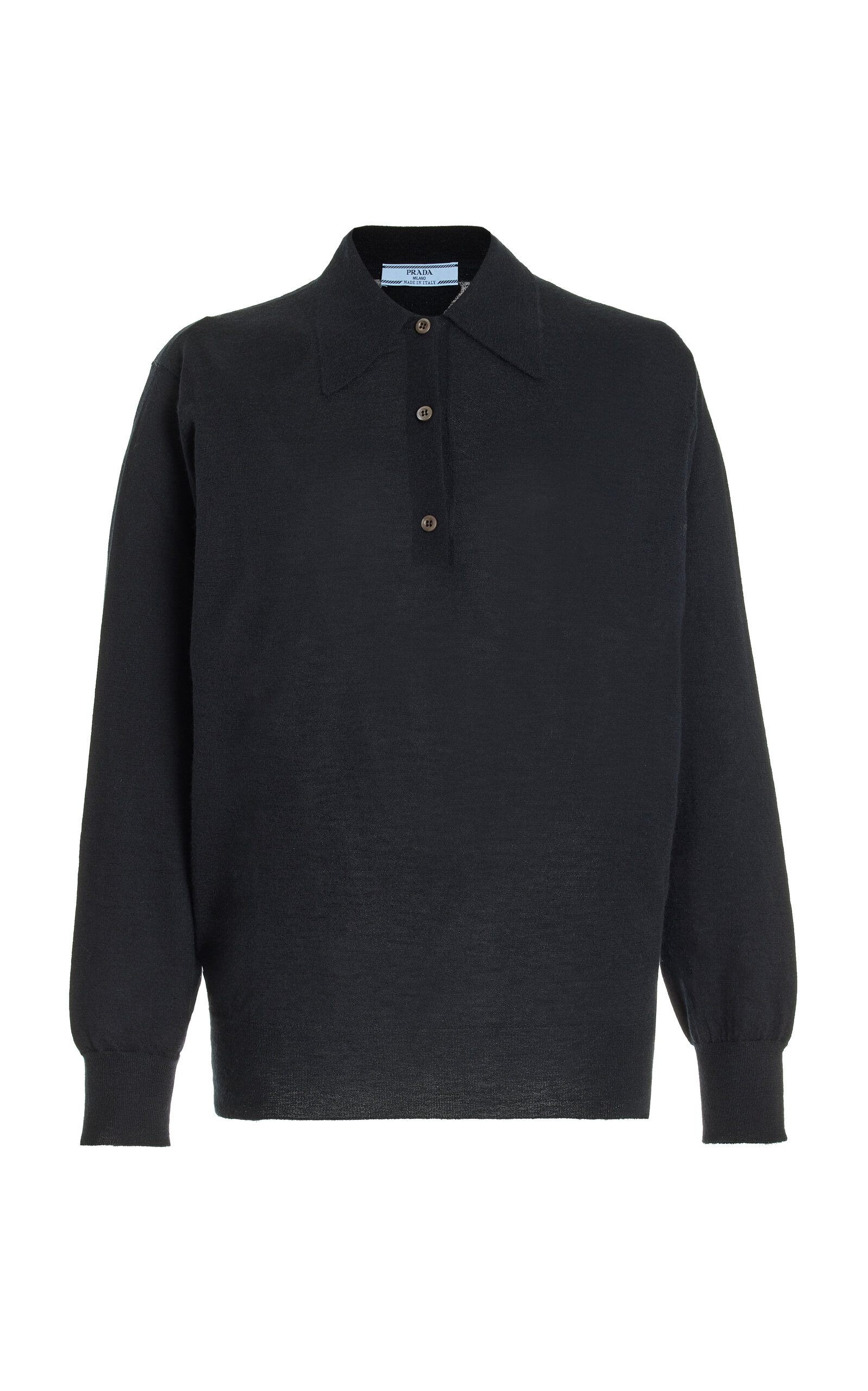 Shop Prada Cashmere Polo Sweater In Black