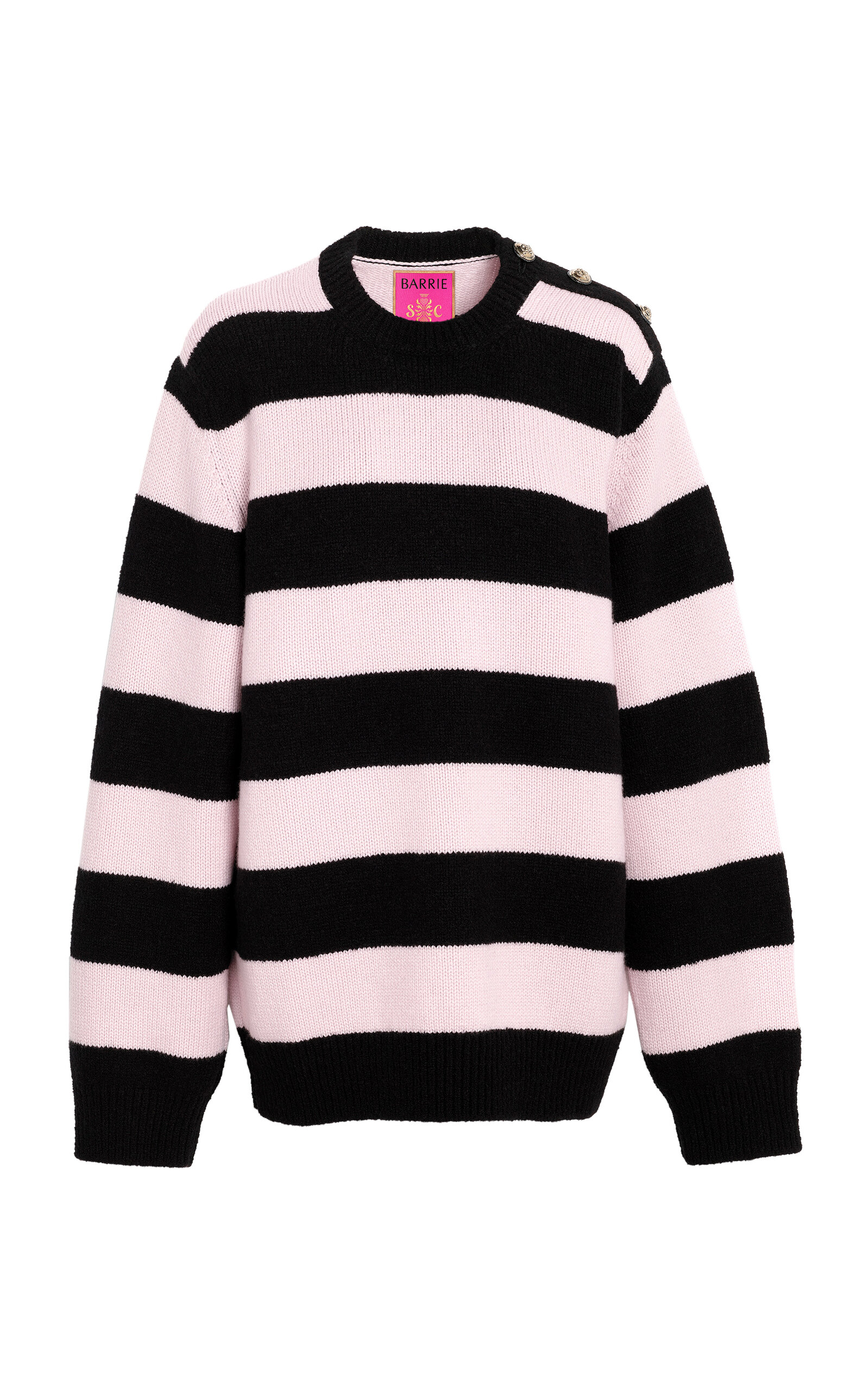 Shop Barrie X Sofia Coppola Button Detail Cashmere Sweater In Pink