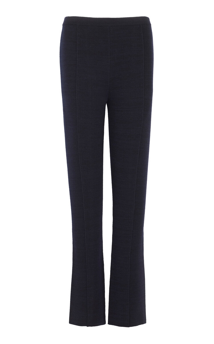 Barrie X Sofia Coppola Flared Cotton-cashmere Leggings In Navy