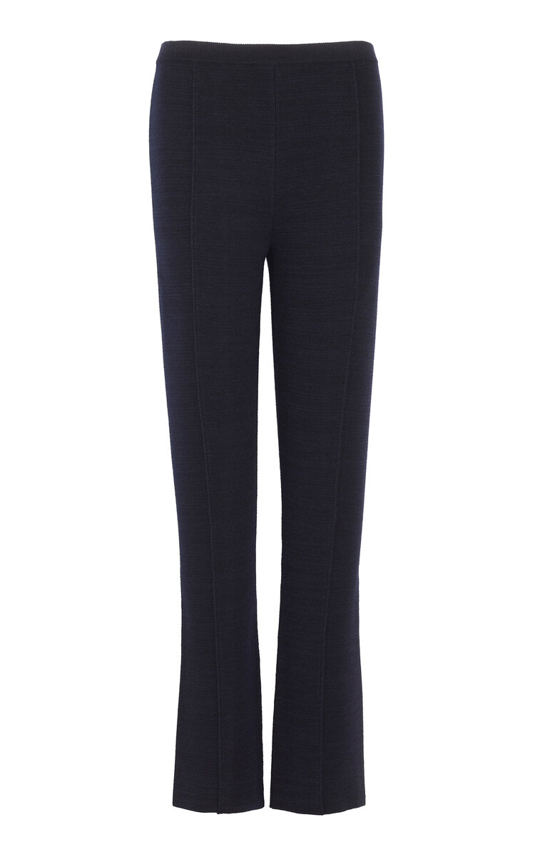 Shop Barrie X Sofia Coppola Flared Cotton-cashmere Leggings In Navy