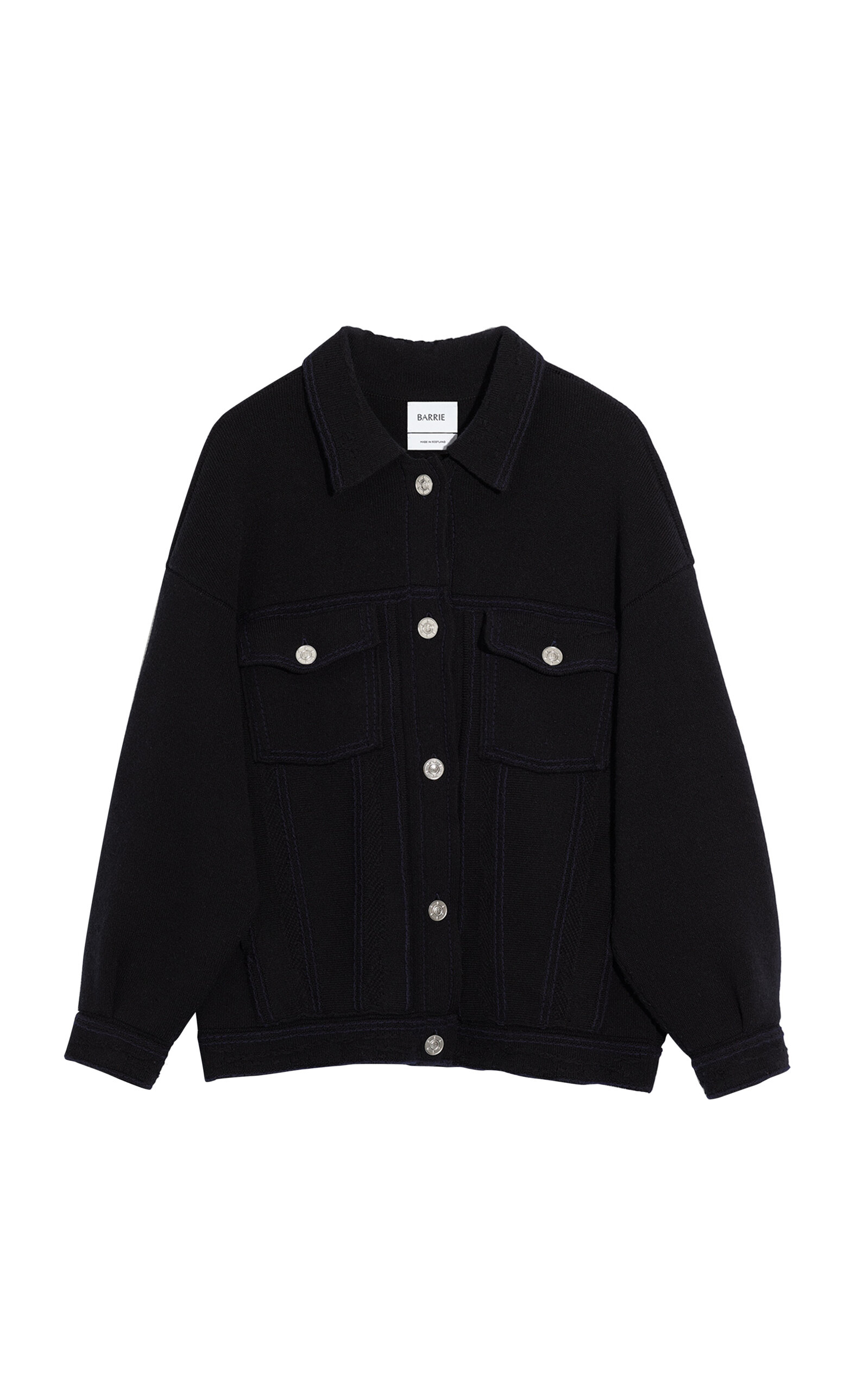 Barrie Oversized Cashmere-cotton Jacket In Black