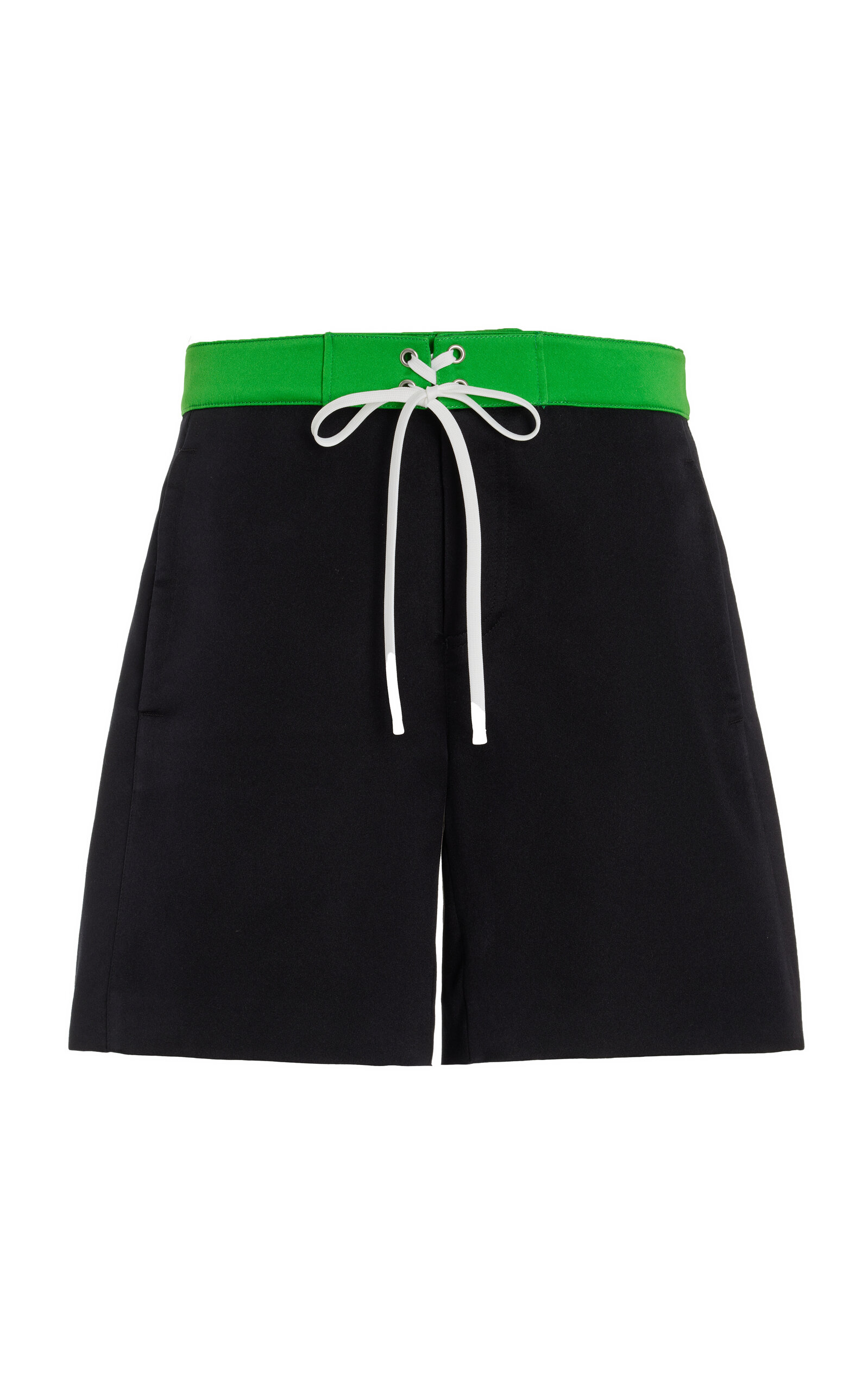 Shop Miu Miu Raso Silk-blend Shorts In Black