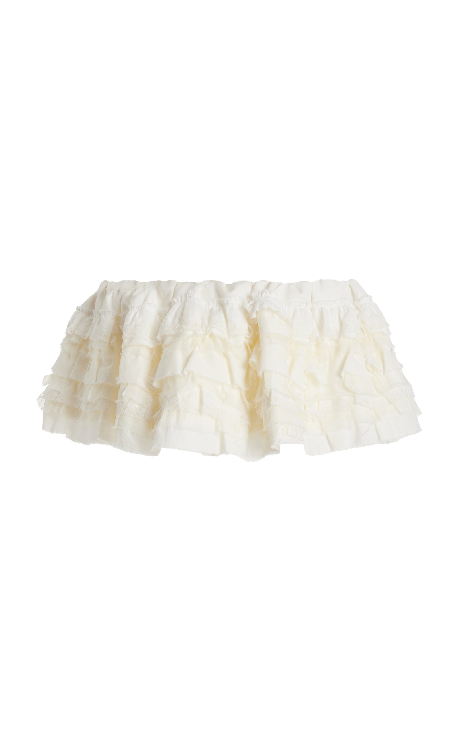 Ruffled Cotton-Linen Mini Skirt